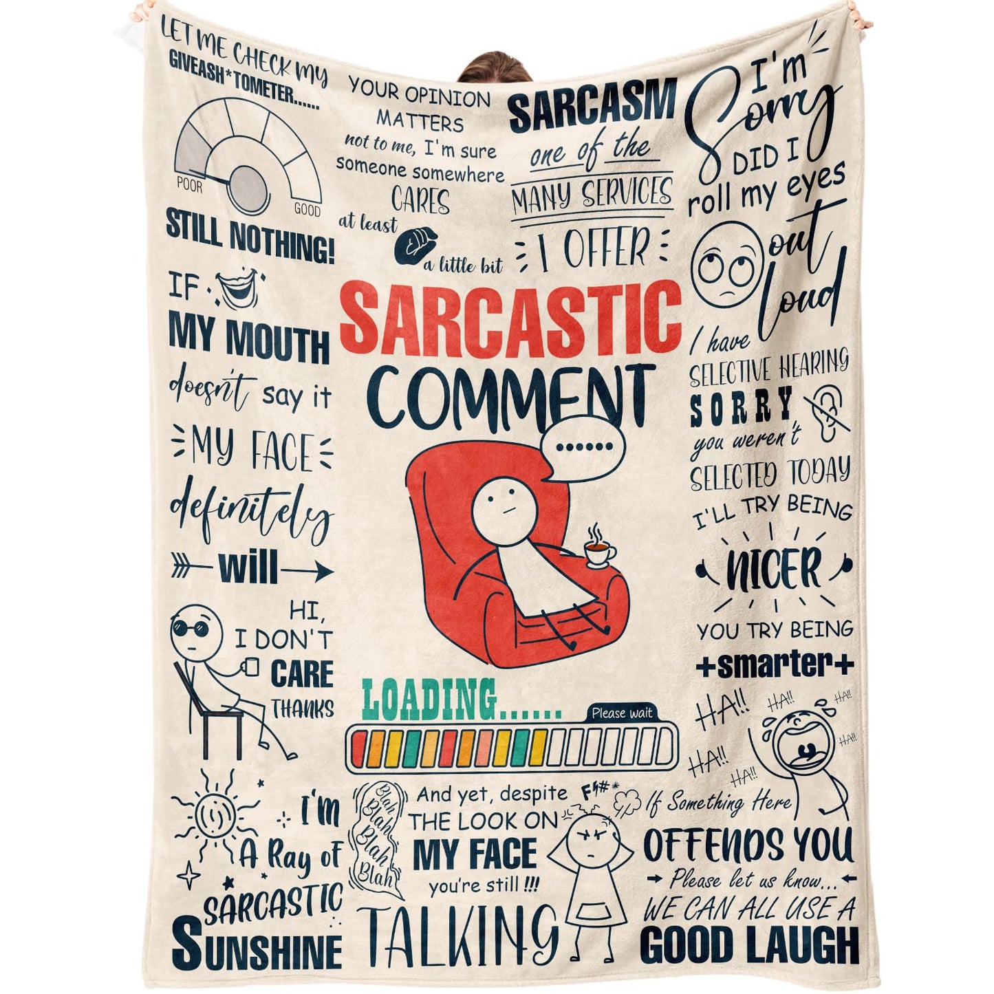 Flpoxzd Funny Blanket, Funny Birthday Gifts for Women, White Elephant Gifts for Adults, Funny Gifts for Friends Coworker, Sarcastic Gift for Woman, Sarcastic Comment Blanket 60”x50”