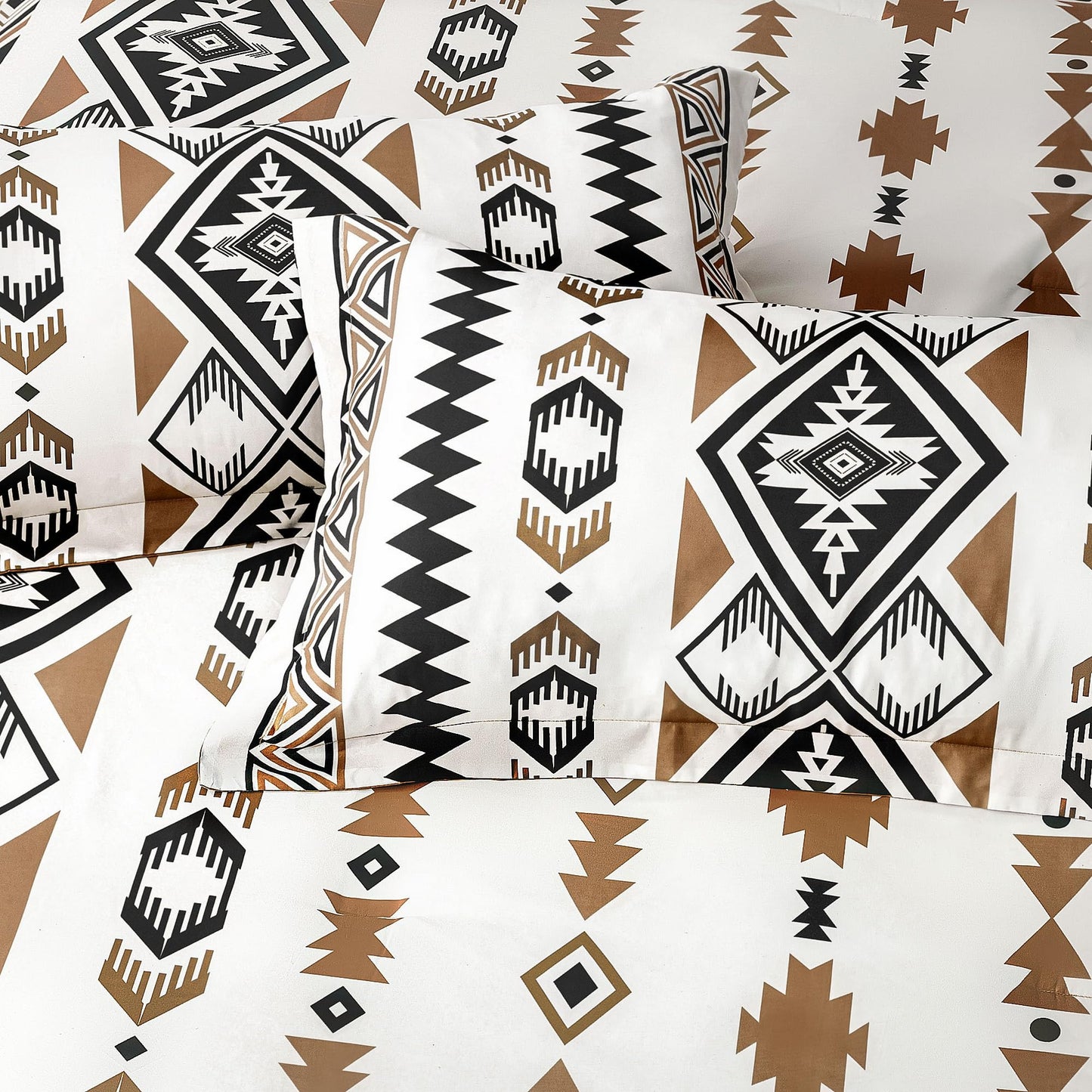 Tyrot King Comforter Set – 3 Piece Brown Boho Aztec Bedding, Western Southwestern Style Comforter Sets, Soft Lightweight Comforter for All Seasons, 1 Comforter & 2 Pillow Shams