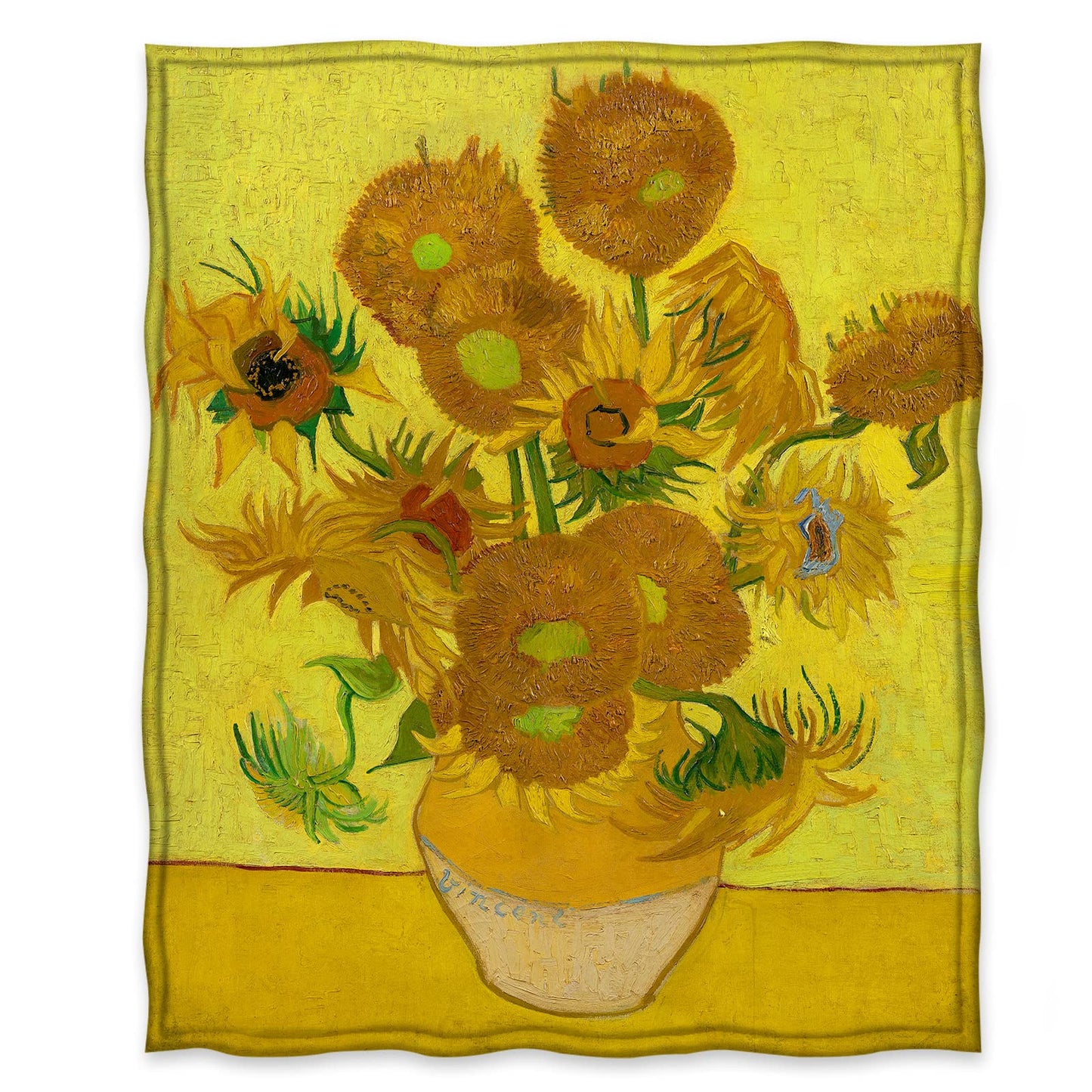 Jekeno Vase with Fifteen Sunflowers Blanket Gifts for Women Kids Girls Flower Floral Art Decor for Home Bedroom Living Room Soft Cozy Throw Blankets 50"x60"