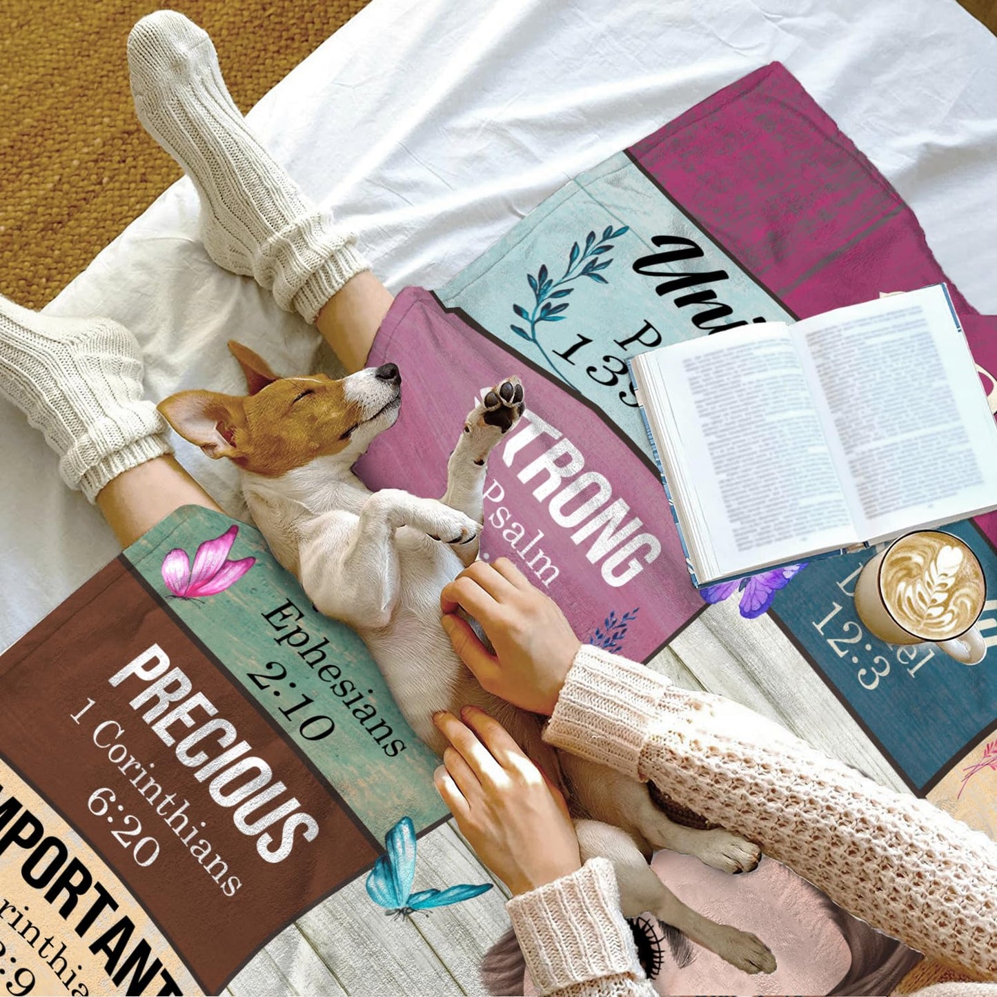 PREAUREUM God Says I Am Blanket, Personalized Christian Throw Blanket,Inspirational Jesus Throw Blankets,Confirmation Catholic Spiritual Blankets for Kids (Chibi God Says I Am - Wooden Board Style)