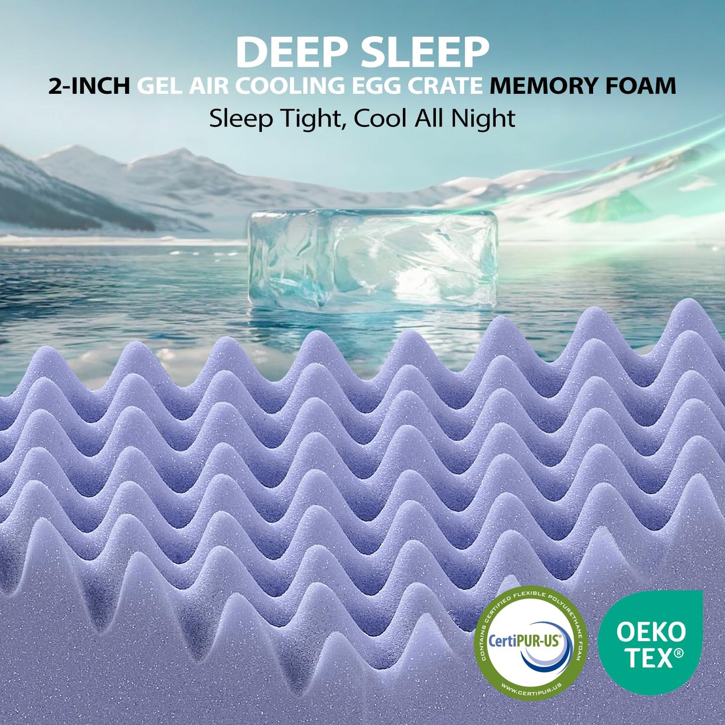 downluxe 4 Inch Queen Memory Foam Mattress Topper Pro Dual Layer 2 Inch Cooling Gel Egg Crate Memory Foam Plus 2 Inch Pillow Top Soft with Deep Pocket