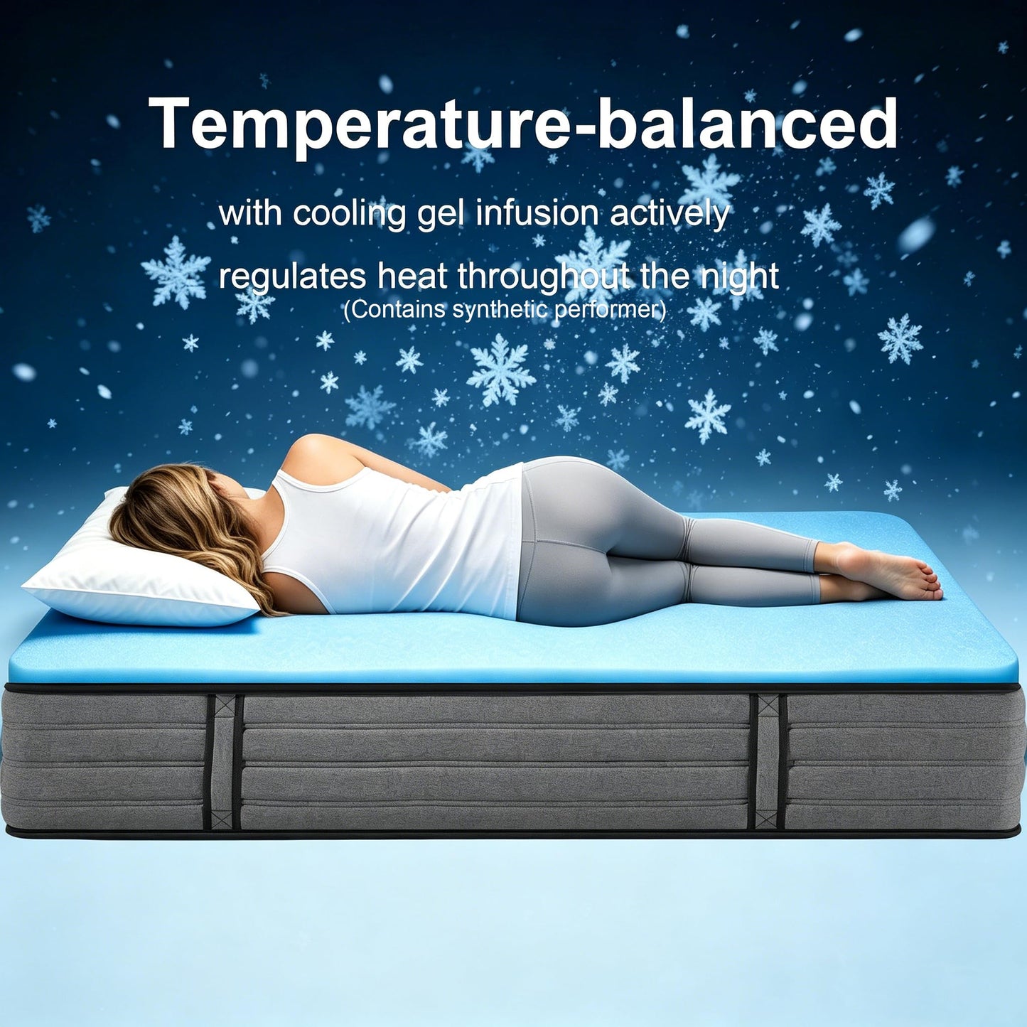 SURLUNKEYS Medium Firm Hybrid Mattress - 14 Inch King Size Mattress Gel Memory Foam & Pocket Coils for Cooling Sleep Back Support Edge Reinforcement