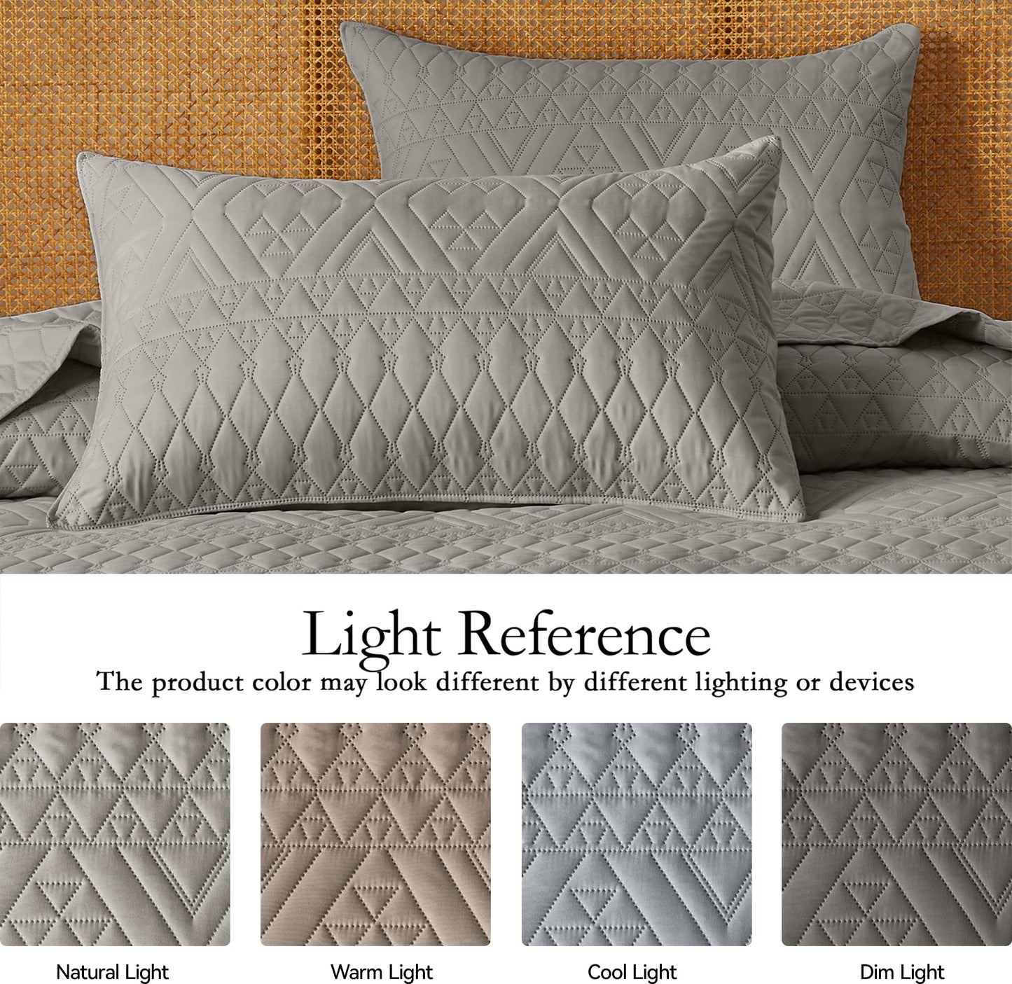 akkialla King/Cal King Size Quilt Bedding Set,Dark Grey Lightweight Microfiber Soft Bedspread,Modern Style Geometric Pattern Coverlet Set for All Seasons,3 Piece(1 Quilt,2 Pillow Shams)