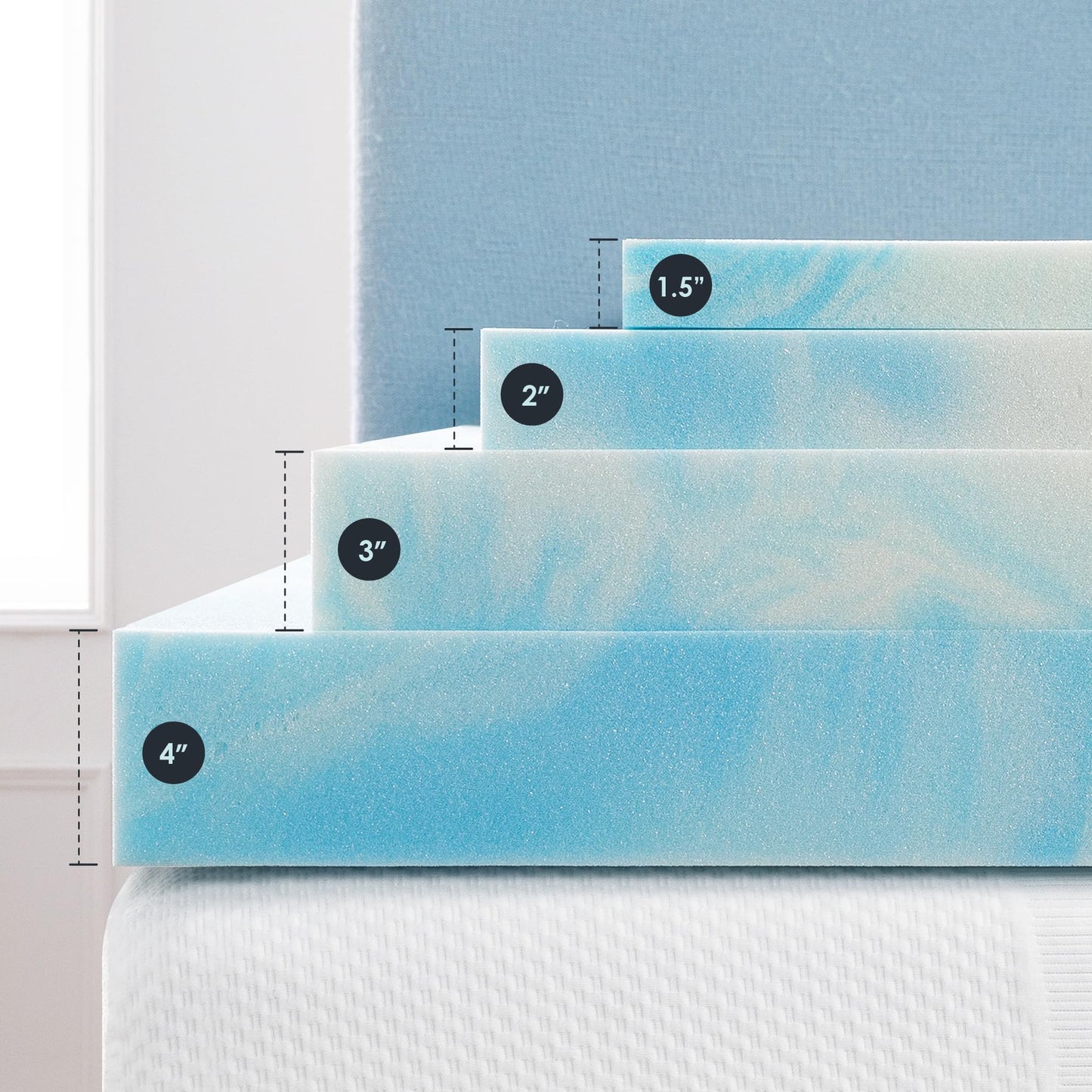 Best Price Mattress 4 Inch Swirl Gel AeroBreeze Cooling Air Flow Memory Foam Mattress Topper, Dorm Essentials, King