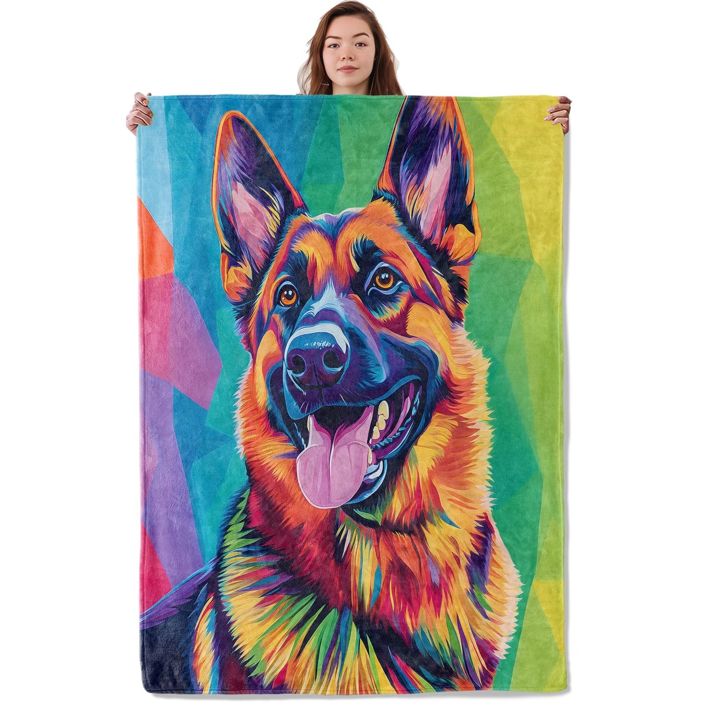 UNDAHIS Cute German Shepherd Dog Blanket, Soft Warm Cozy Throw Blanket Gifts for Adults Kids Women, Lightweight Fuzzy Comfy Flannel Blankets for Couch, Travel, Bed, Home Decor 60×50 Inch