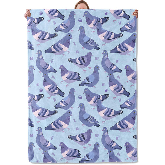 Pigeon Theme Blanket Gifts for Women Girls, Soft Warm Lightweight Flannel Throw Blankets for Living Room Home Sofa Travel Decor 50" x 60"