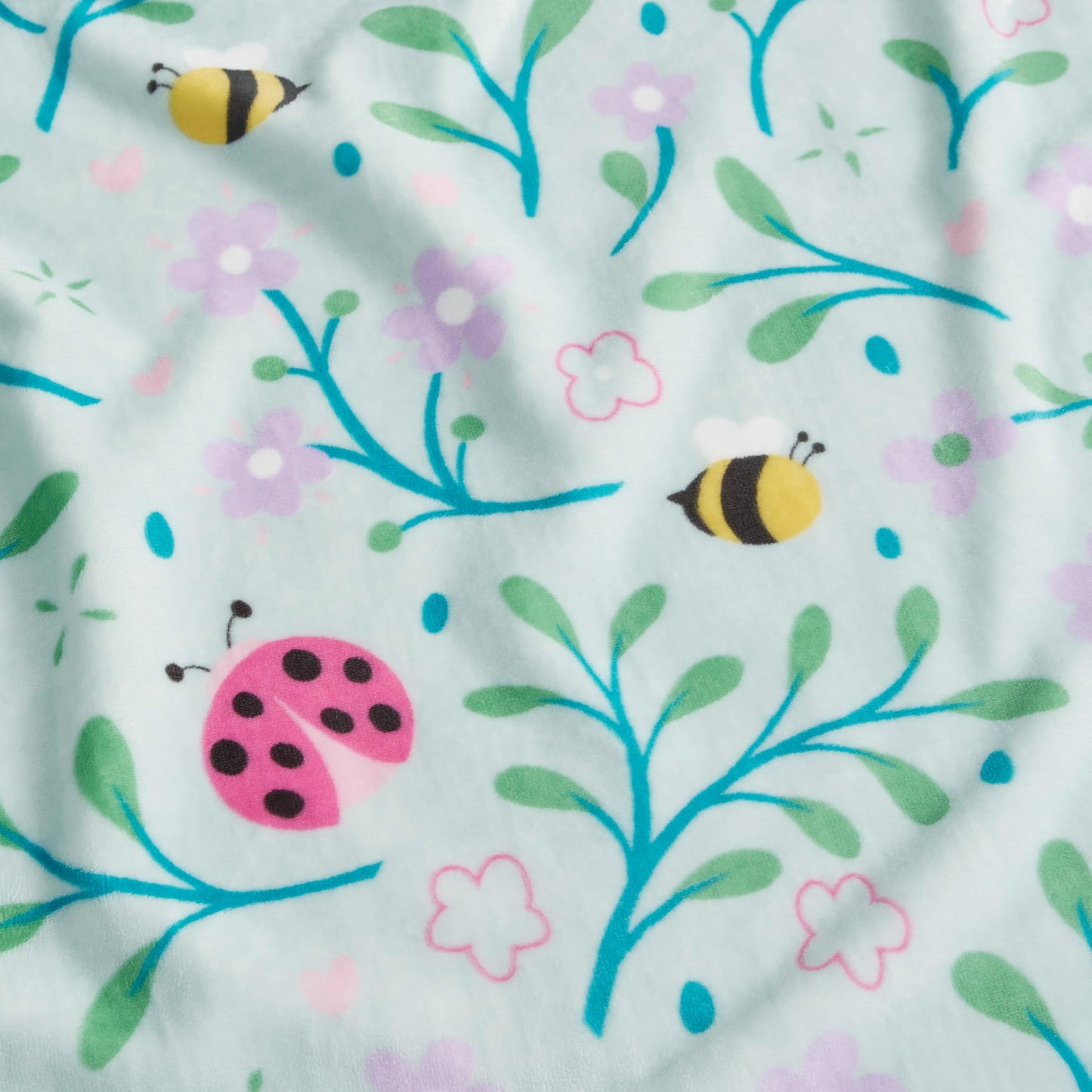 Creative Home Ideas Oversized Plush Throw Blanket 60" x 70", Bees and Lady Bugs