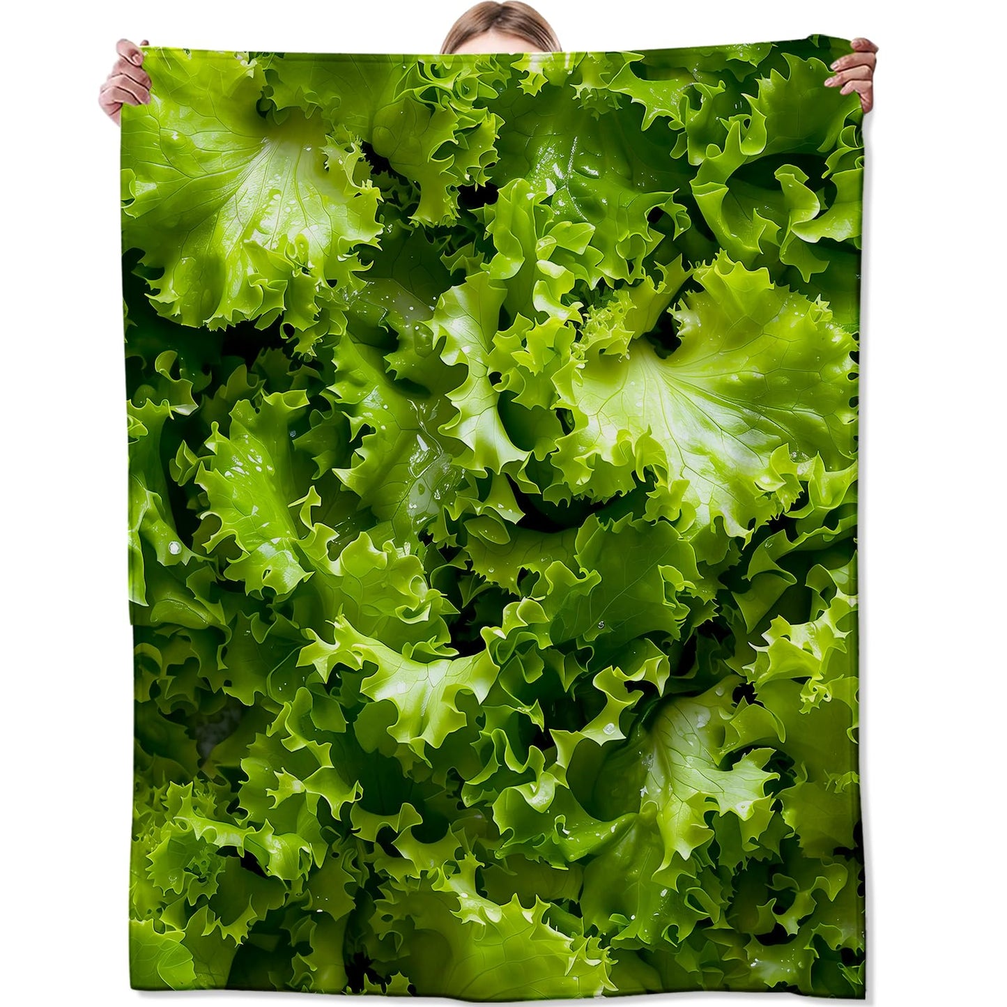 Zeleda Lettuce Blanket,Gifts for Food Lovers,Lightweight Flannel Throw Blankets,Realistic Green Vegetable Throws Home Decor,for Couch Living Room Office,60x50inch