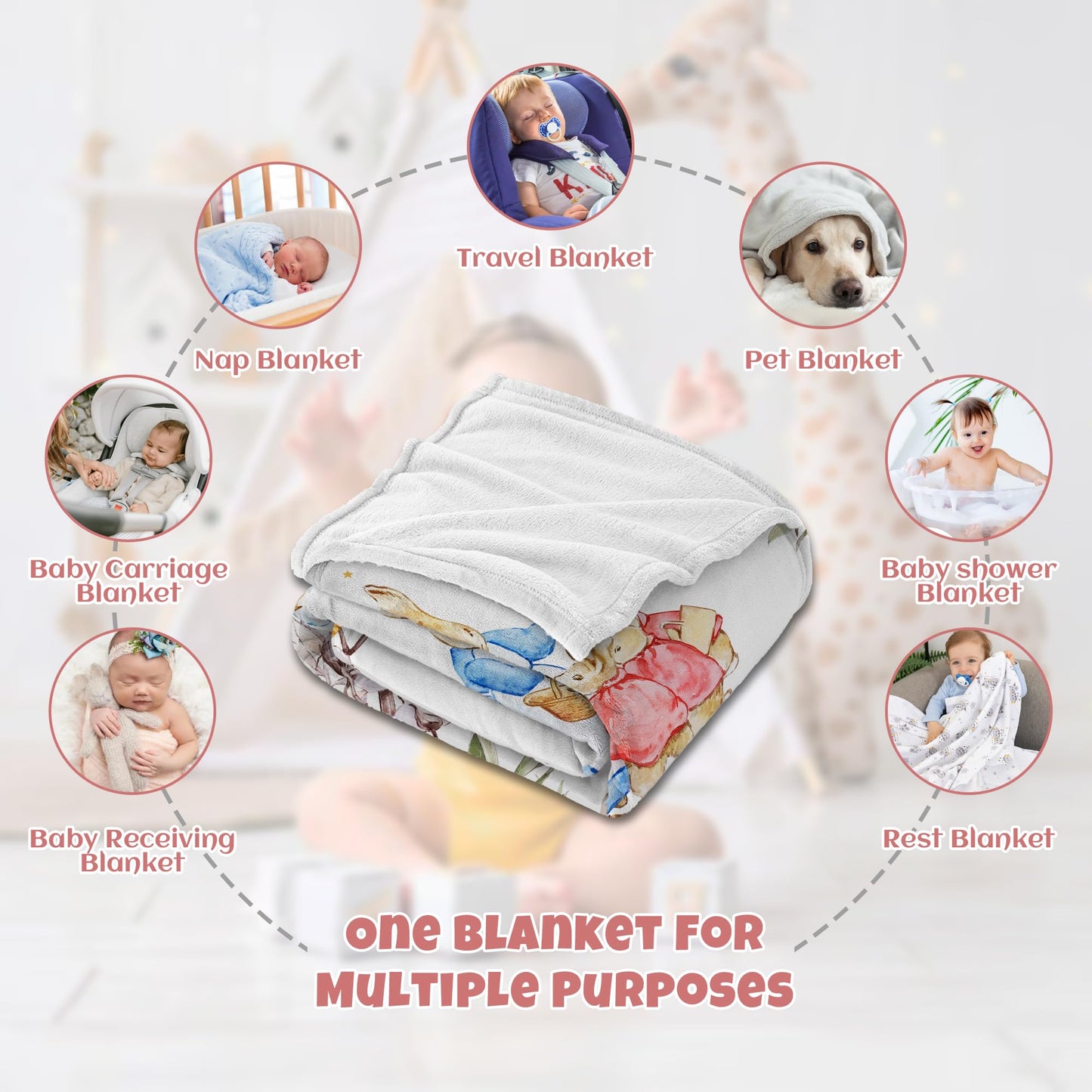 Lcyawer Personalized Blanket with Name, Customized Easter Birthday Gifts for Baby, Flannel Throw Blankets for Boys Girls, Personalized Baby Gifts for Infant Newborn Shower, Printed in USA