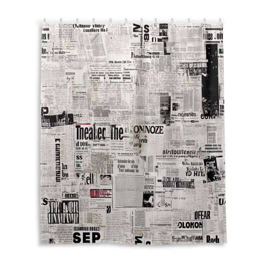 GOODOLD Vintage Newspaper Texture Shower Curtain Waterproof Fabric Shower Curtain 60" W x 72" H Shower Curtain Set with Hooks for Bathroom Decor, Machine Washable