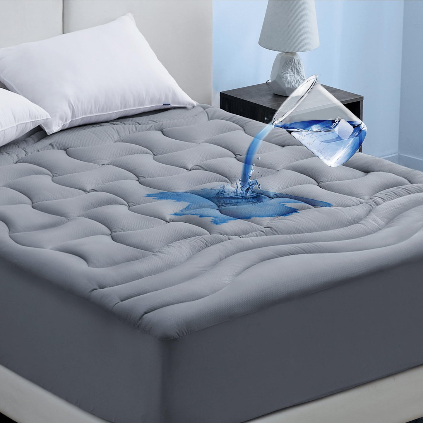 Bedsure Grey Twin XL Mattress Protector Waterproof - Extra Long Twin Waterproof Mattress Topper Pad for College Dorm Essentials, Noiseless Bed Cover with 8-21 Inches Deep Pocket,Grey, 39x80 Inches
