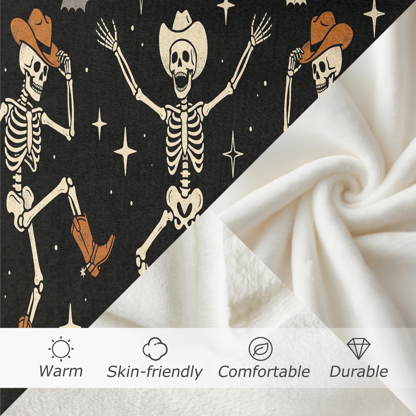 GEDAEUBA Skeleton Blanket Cute - Halloween Dancing Skeleton Bat Fleece Blanket Throw, Soft Cozy Blankets & Throws for Couch, Bed, and Sofa, 50x60 inches