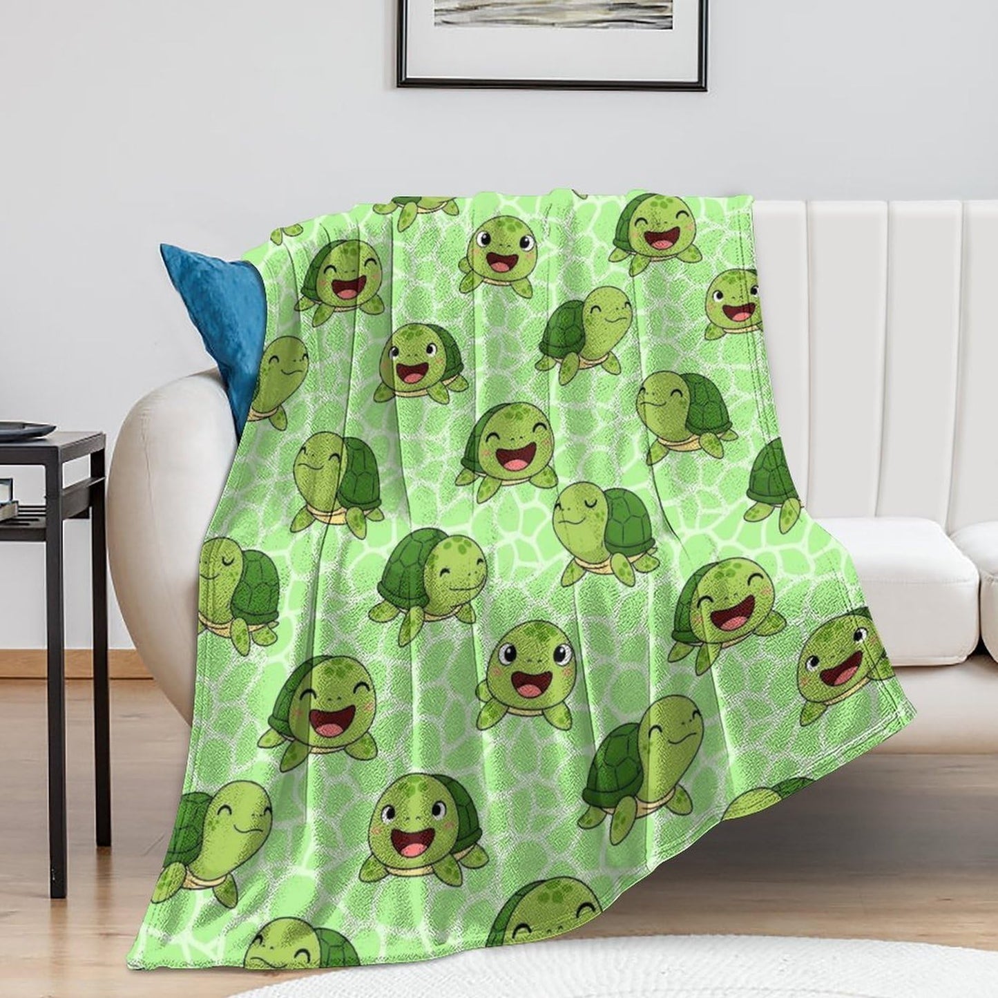Lightweight Cozy Flannel Blanket Fashion Bedspreads Soft Bed Sofa Couch Cover Compatible with Cute Sea Turtles Green