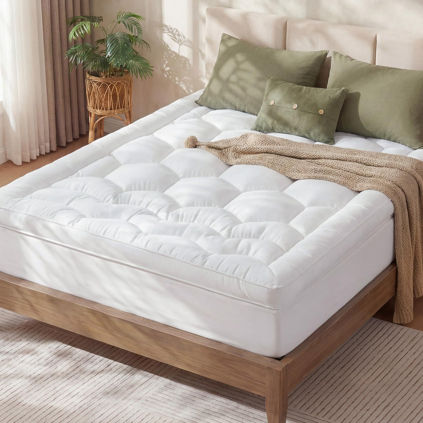 Homkdom Twin Mattress Topper for Back Pain & Hip Relief, Cloud-Like Pillow Top Mattress Topper for College Dorm Room Essentials, Quilted Fitted Mattress Pad Protector 6-21'' Deep Pocket, Washable