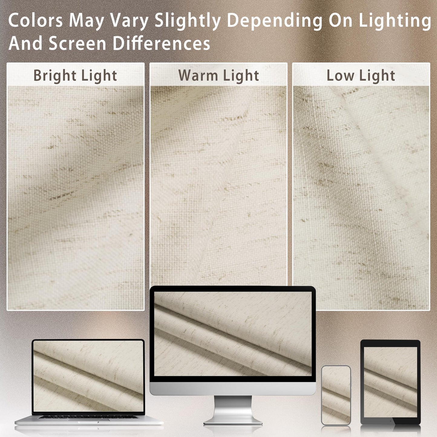 HESTIA 100% Blackout Natural Linen Curtains for Bedroom 84 Inches Long 2 Panels Set Noise Reducing Room Darkening Window Curtain for Living Room Back Tab Farmhouse Drapes (52 x 84 Inch)