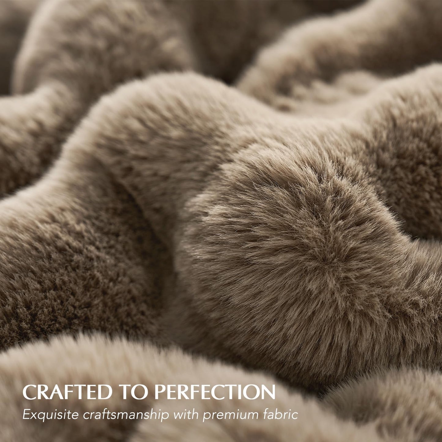 EverGrace Ultra Soft Luxury Fluffy Faux Rabbit Fur Throw Blanket, Thick Warm Bubble Throw for Bed, Cozy Plush Reversible Blankets for Couch, Chair, Sofa, Greige, 60x80 Inches