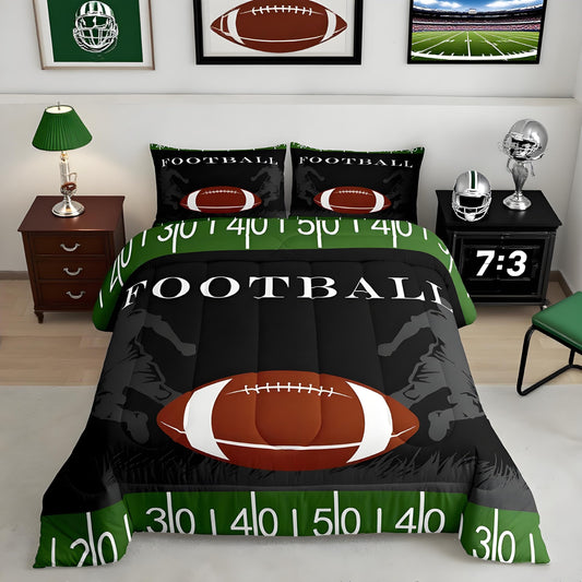 Football Bedding Set Rugby Sports Comforter Soccer Ball Game Comforter Set for Kids Adults American Football Player Duvet Set Ultra Soft Room Decor Full Size Quilt Set