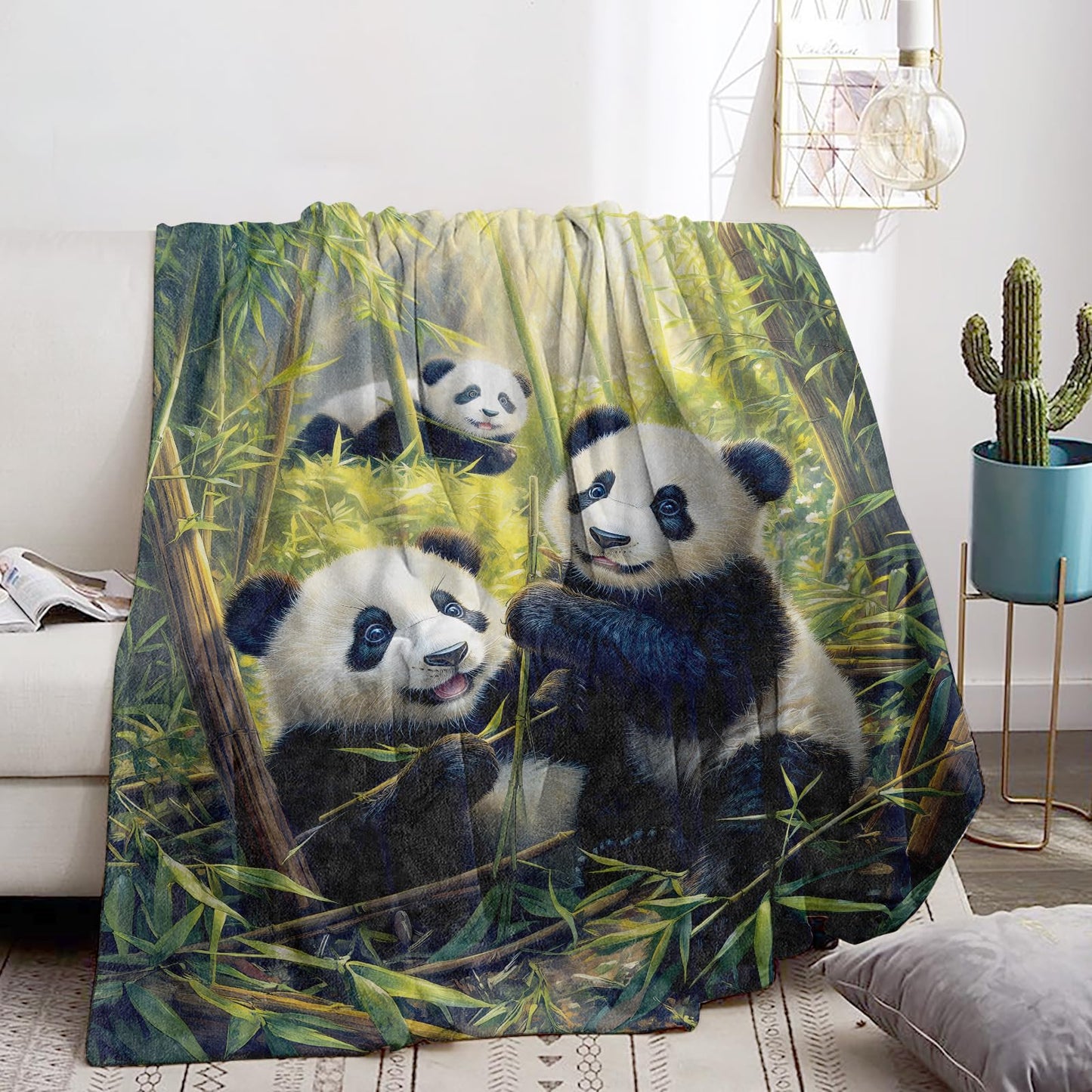 Bidesk Funny Panda Blanket Soft Cozy Throw Blanket for Adults Women Kids - Warm Yet Lightweight Flannel Blankets for Travel, Couch, Bed, Fuzzy Outdoor Comfort Wrap 60"×50"