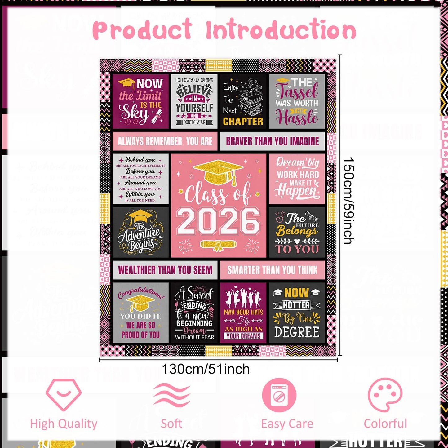 Wxiben 2026 Graduation Gifts for Her - Class of 2026 Graduation Blanket High School Seniors Nurse College Phd Graduate Gifts Grad Congrats Flannel Throw Blanket for Women 60 x 50 Inches