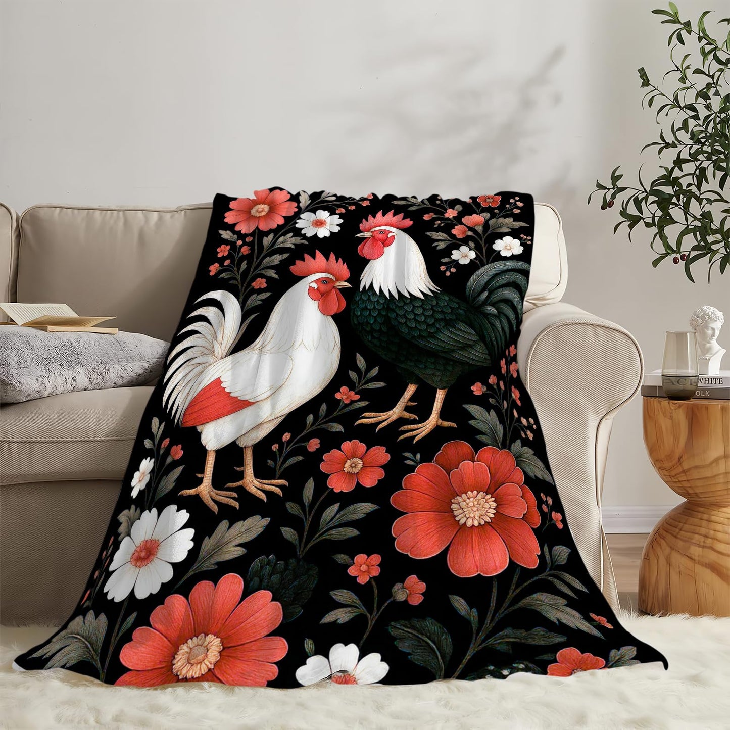 Chicken Blanket Chickens Throw Blanket Soft Warm Cozy Fleece Fuzzy Plush Flannel Blankets Gifts for Women Girls Boys Kids Adults 40"X50"