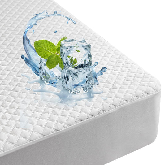 Premium Bamboo Mattress Protector – Queen Size, Waterproof, & Ultra Soft Breathable Noiseless Washable Bed Mattress Cover for Comfort & Protection MC02QUEEN-T