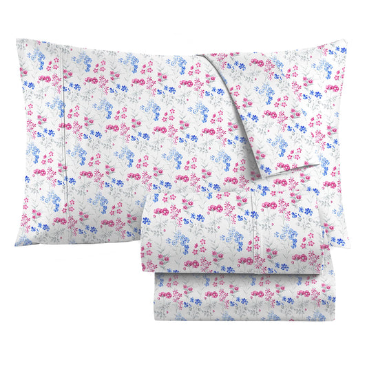 KACEMOO Cal King Sheet Set, 4PC California King Floral Sheets Boho Printed Sheets Pink Flowers Sheet Set, Soft Microfiber Vintage Floral Bed Sheet, Deep Pocket Machine Washable Bedding Set