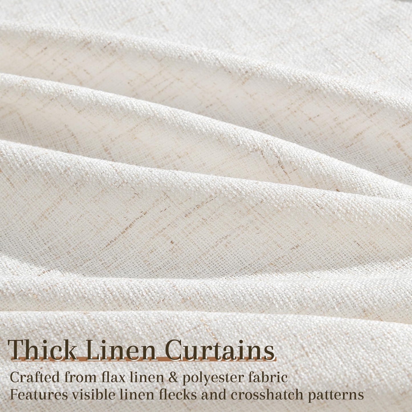 Joywell Kitchen Window Curtains 40 Inch Length - Short Linen Pinch Pleated Drapes 2 Panels, Natural Cream Semi Sheer Light Filtering Privacy Small Curtain with Back Tab Clip Rings 34x40