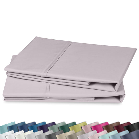 California Design Den Standard Queen Size Pillowcase Set - 400 Thread Count, 100% Cotton Sateen, Set of 2 Pillow Covers, Soft and Breathable - Dusky Lavender Grey