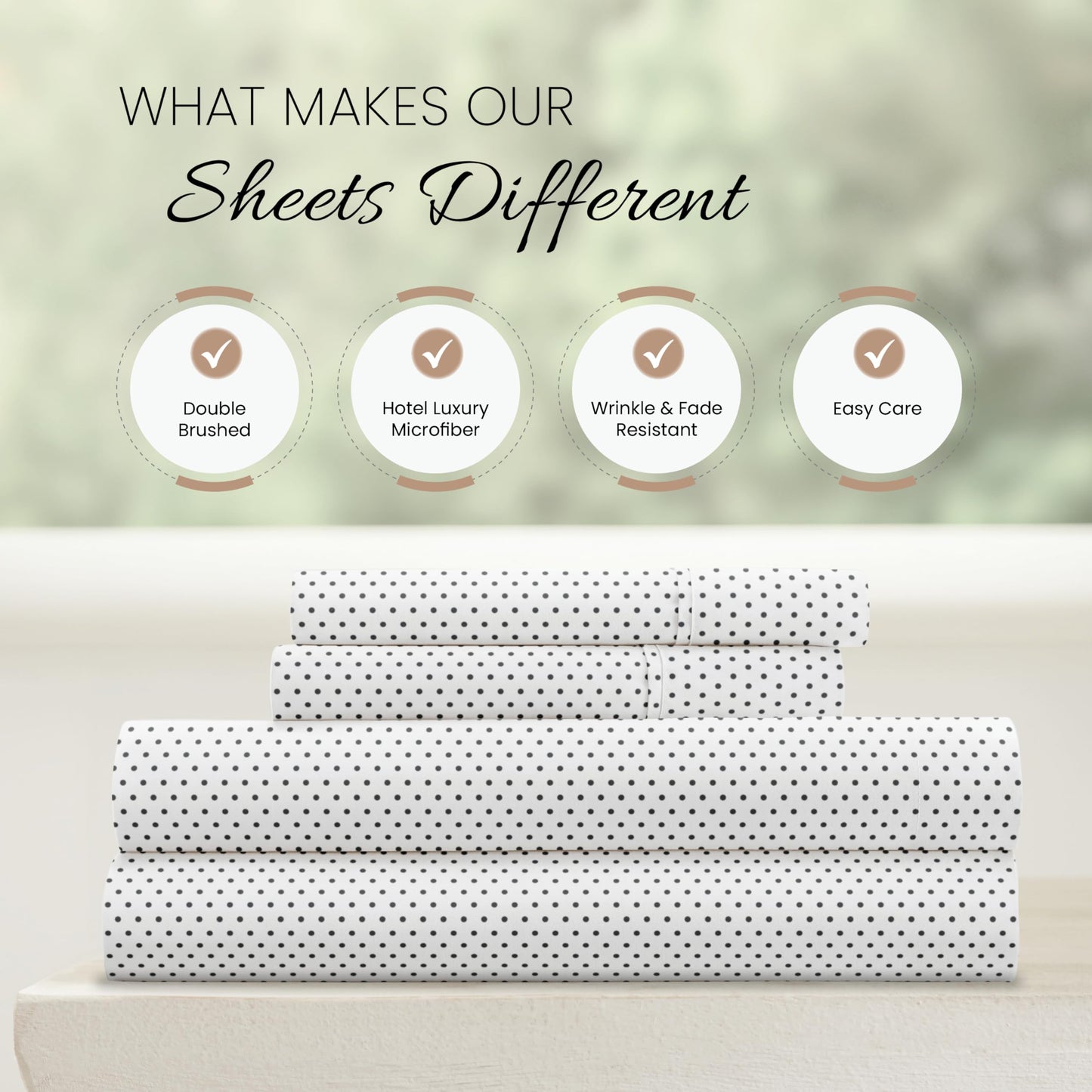 Linen Market Double-Brushed Patterned Microfiber Full Sheet Set 4 Piece – Oeko-TEX Certified Ultra Soft & Wrinkle-Free - 16" Deep Pocket Sheets - Easy Care Full Size - Stippled Gray