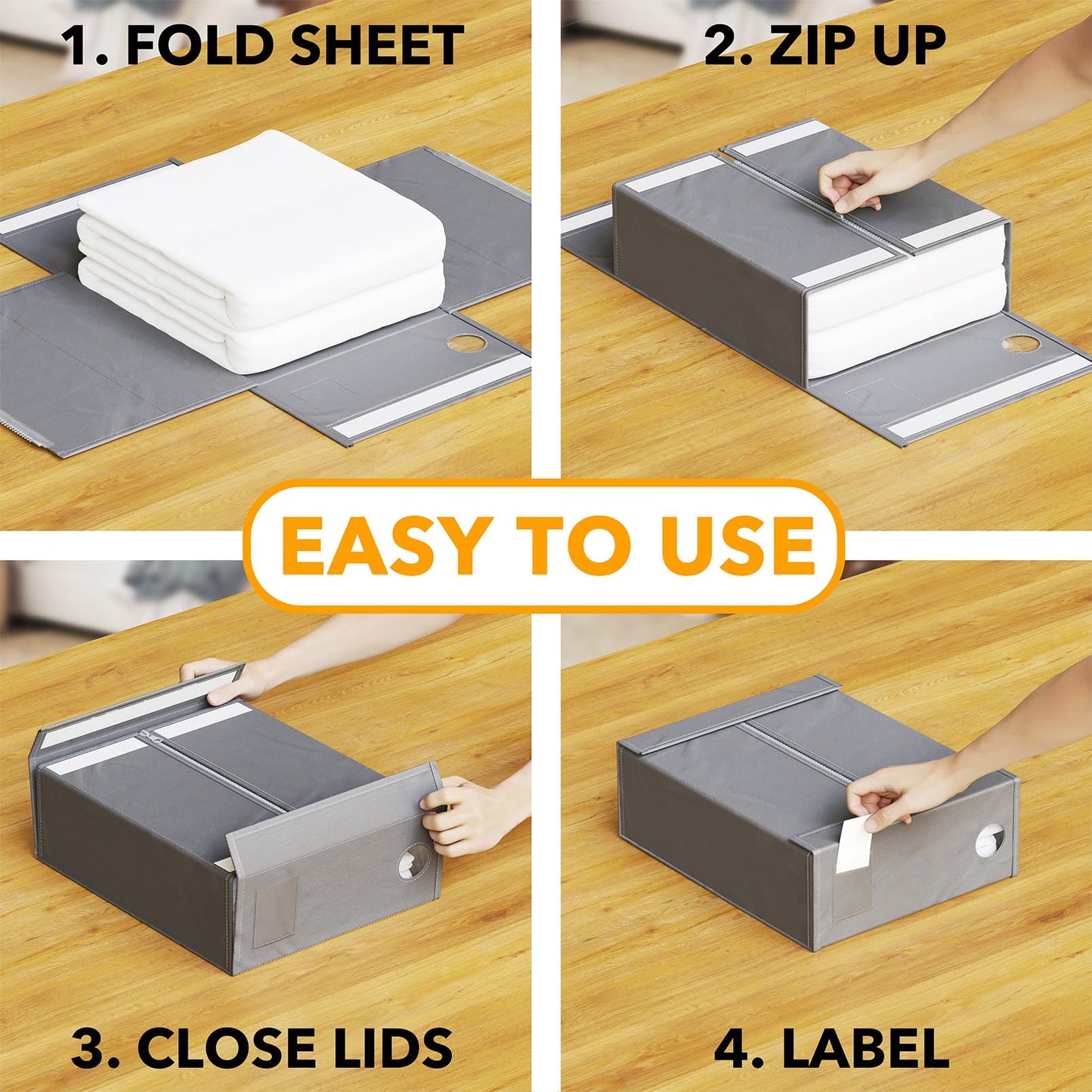 SpaceAid 4 Pack Gray and 5 Pack White Bed Sheet Organizers and Storage, Foldable Sheet Organizer for Linen Closet
