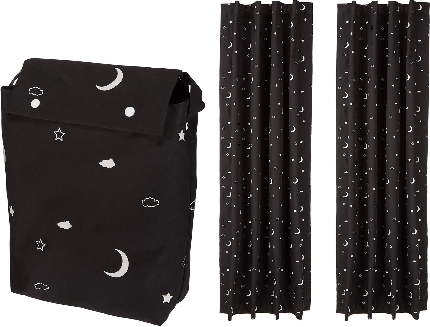Amazon Basics Portable Blackout Curtain Shade with Suction Cups for Window, Noise Reducing, Energy Saving, 50"W x 78"L, Moon and Stars, 2-Pack