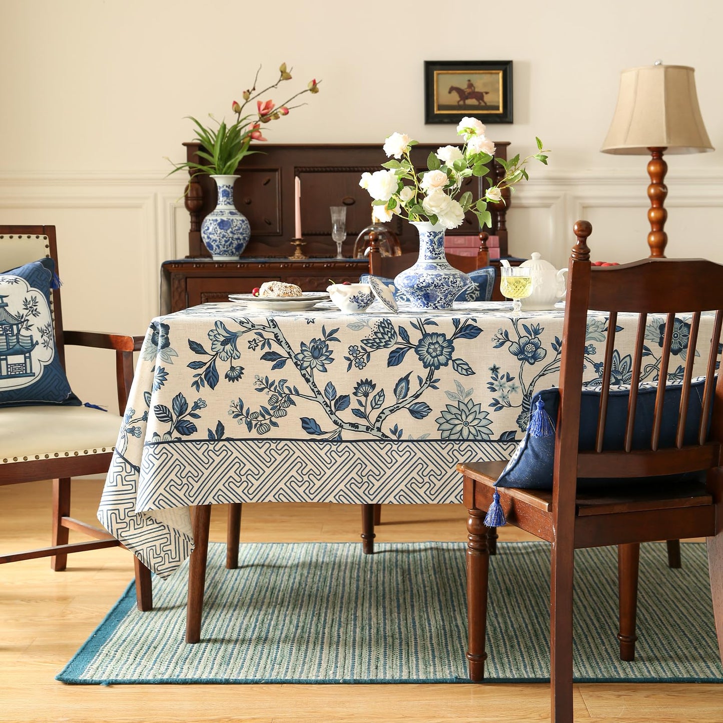 bilin gaier Designer Linen Tablecloth Rectangular,79"x55"-Suqing A