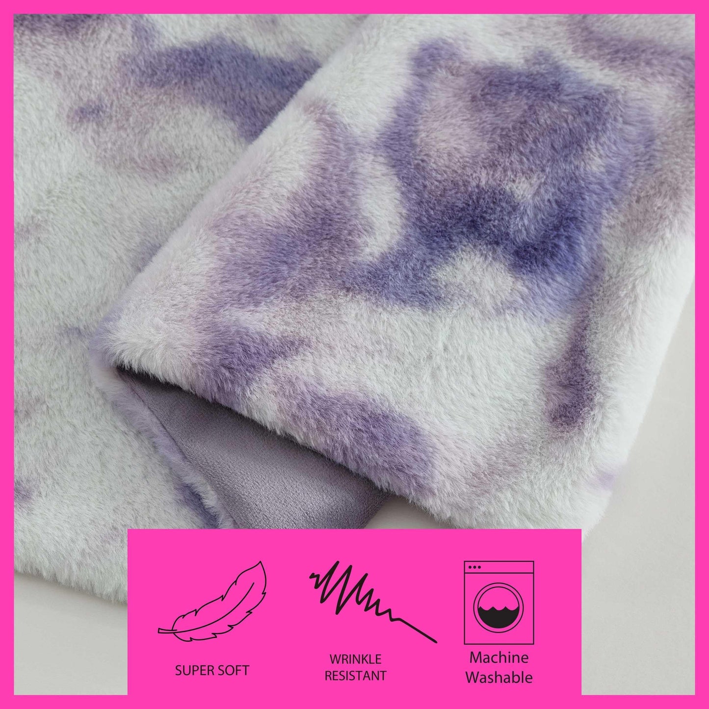 Betsey Johnson - Blanket, Buttery-Soft Faux Fur Throw Blanket for Couch or Bed, Boldly Plush & Oversized Bedding (Sunset Tie Dye Purple, 50" x 70")