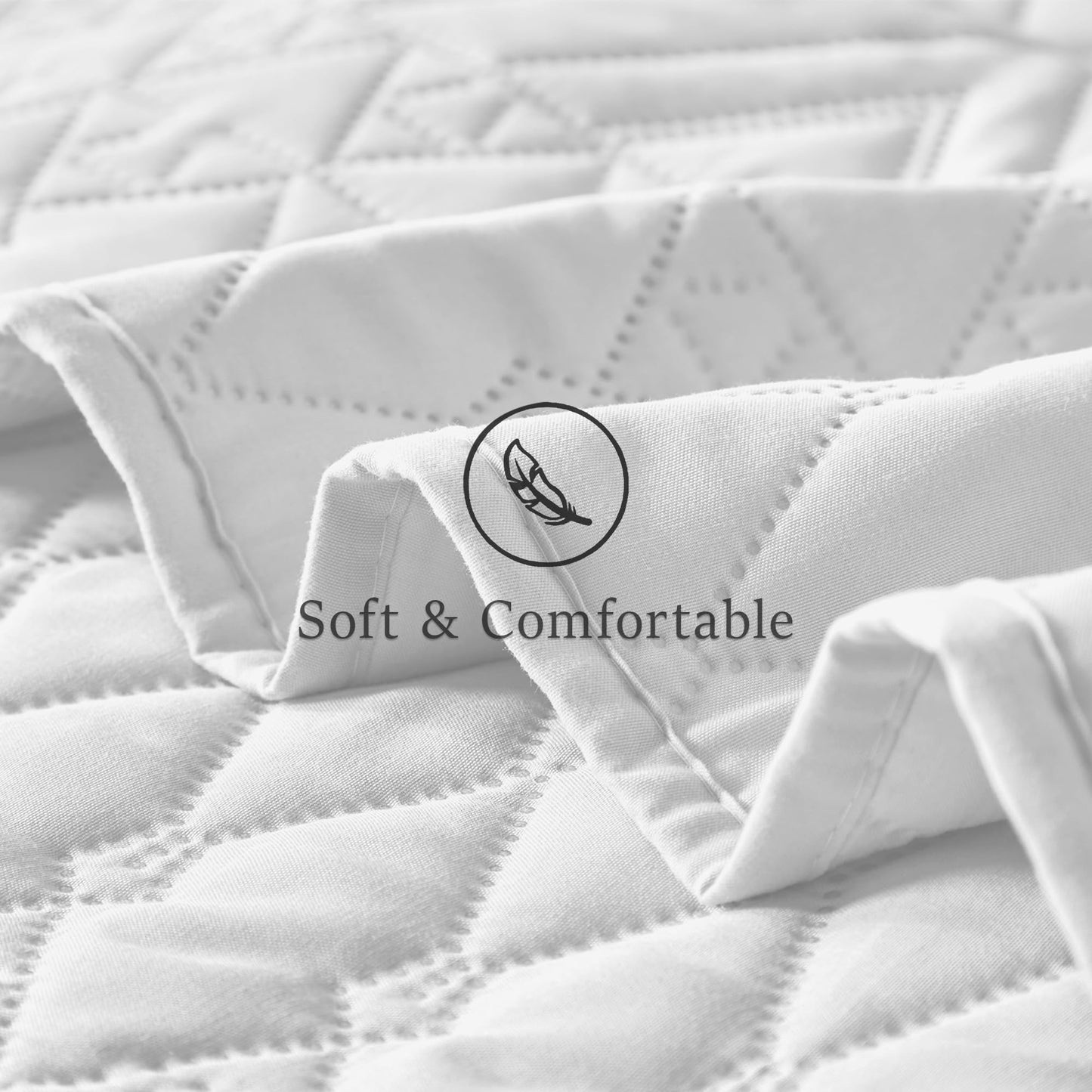 akkialla King/Cal King Size Quilt Bedding Set,White Lightweight Microfiber Soft Bedspread,Modern Style Geometric Pattern Coverlet Set for All Seasons,3 Piece(1 Quilt,2 Pillow Shams)