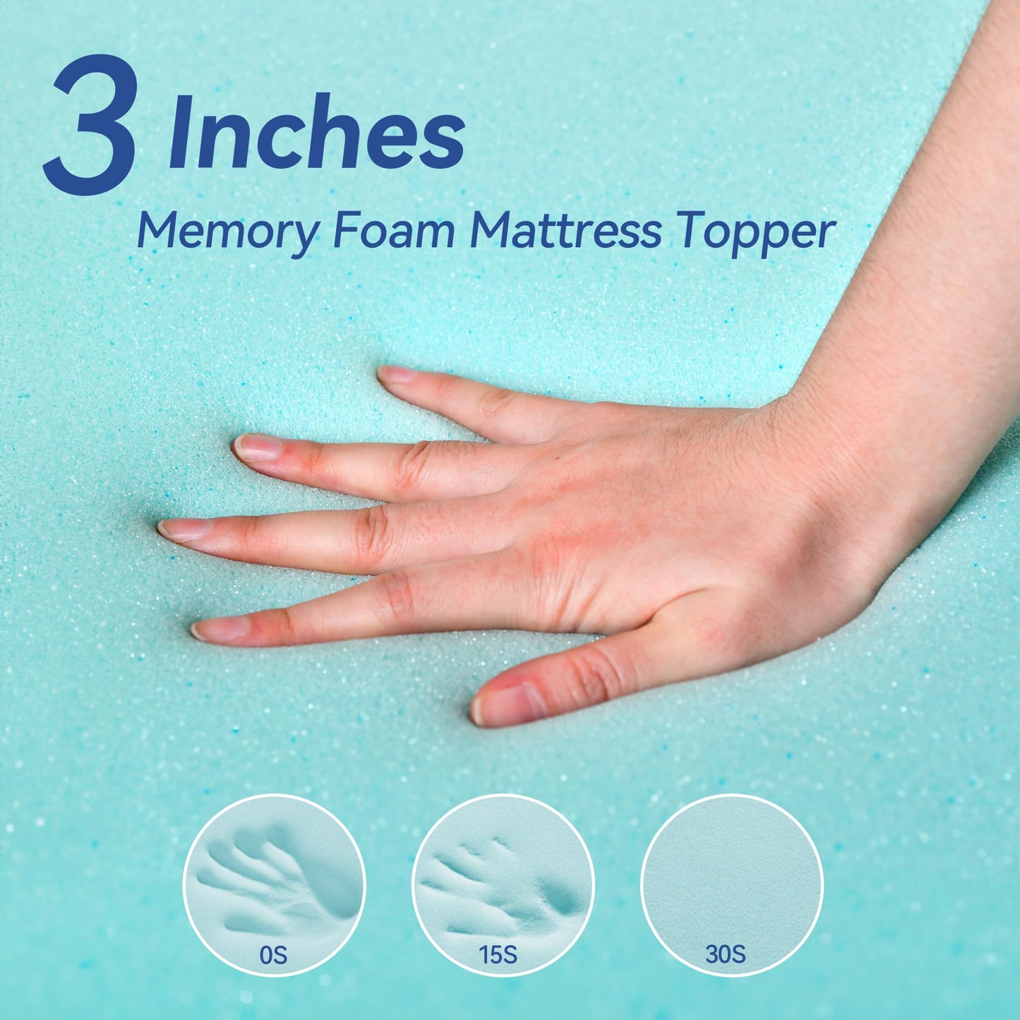 Colvay 3 Inch Gel Memory Foam Mattress Topper Queen Size for Back Pain, Cooling Mattress Pad Bed Topper with Removable and Washable Bamboo Cover, CertiPUR-US & Oeko-Tex Certified – White