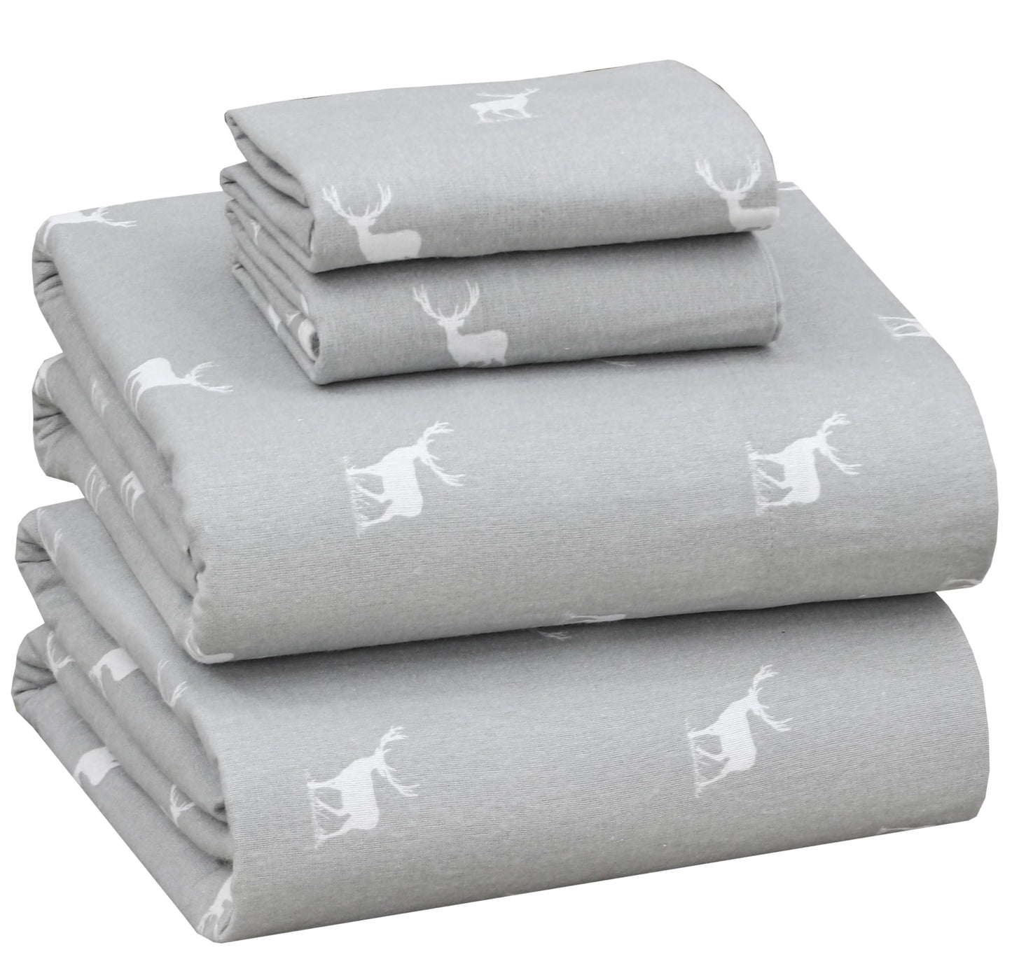 RUVANTI Flannel Sheets Queen Size - 100% Cotton Double Brushed Bed Sheets, Deep Pockets 16 Inches Queen Sheet Set, All Seasons Breathable & Extra Soft - Warm & Cozy, 4 Piece, Celestial Stag