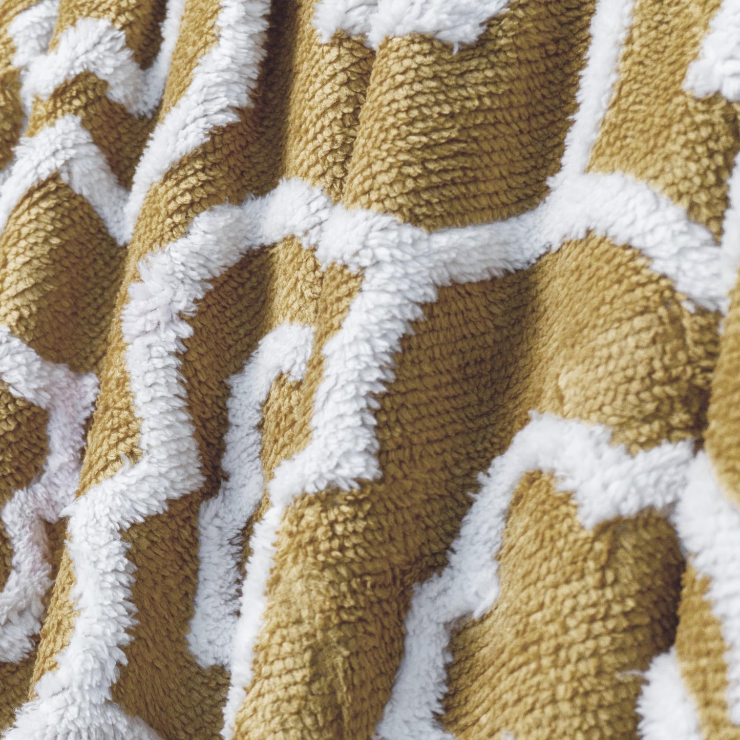 Home Soft Things Jacquard Sherpa Throw Blanket, 50" x 60", Gold