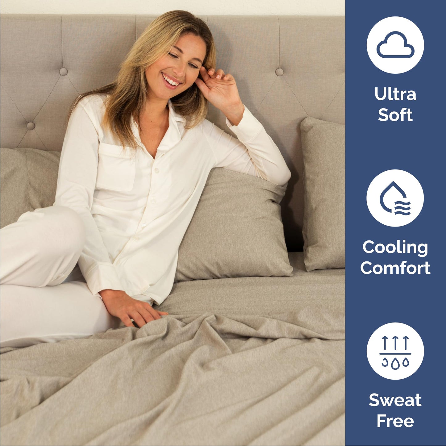 Queen Size 4 Piece Sheet Set - Comfy Breathable & Cooling Sheets - Hotel Luxury Bed Sheets for Women & Men - Deep Pockets, Easy-Fit, Soft & Wrinkle Free Sheets - Heathered Beige Oeko-Tex Bed Sheet Set