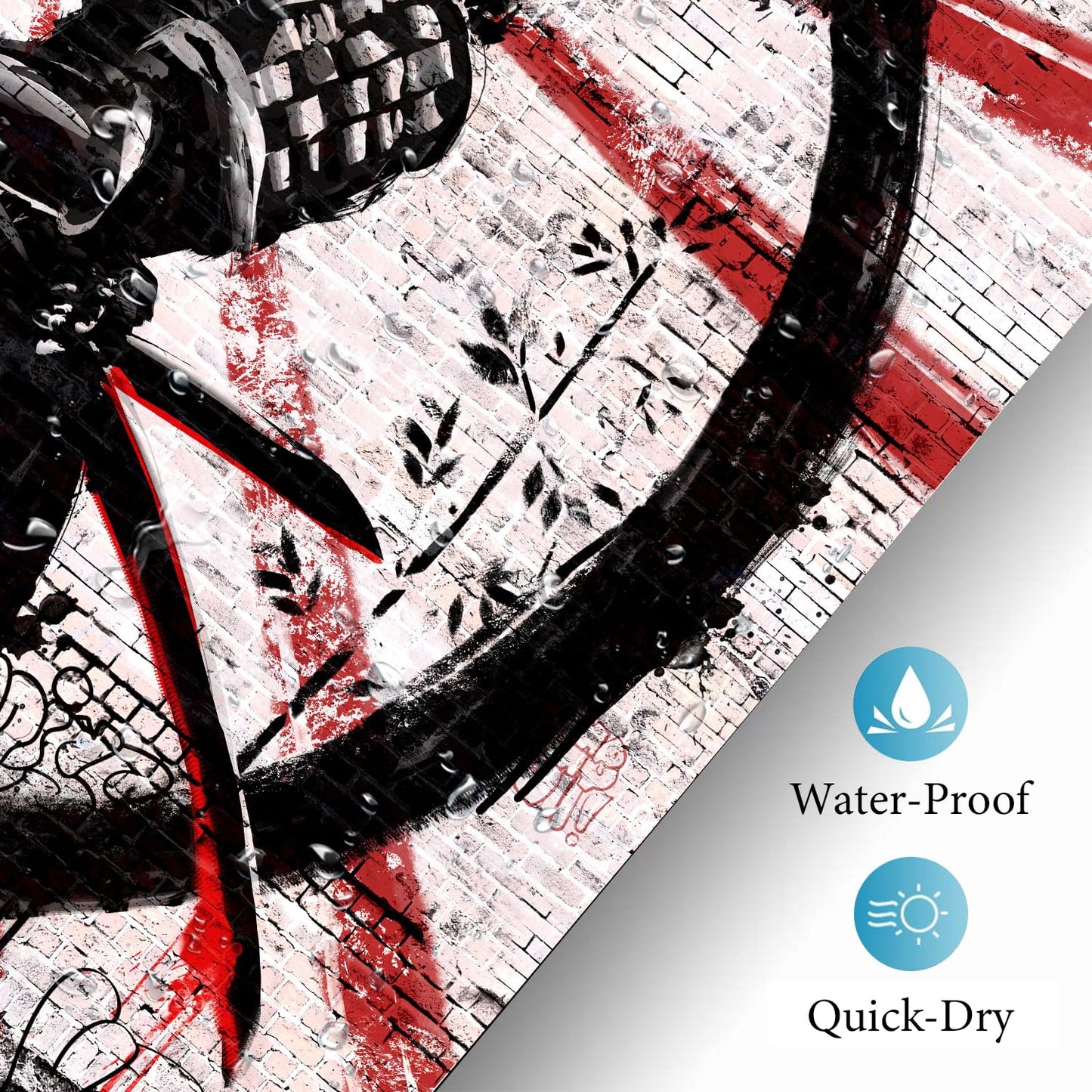 iTapnoom Japanese Samurai Shower Curtain, Asian Japan Cool Anime Red and Black Men Shower Curtains Set Sun Moon Art Fabric for Bathroom Decor Bath Accessories with Hooks 72X72 inch