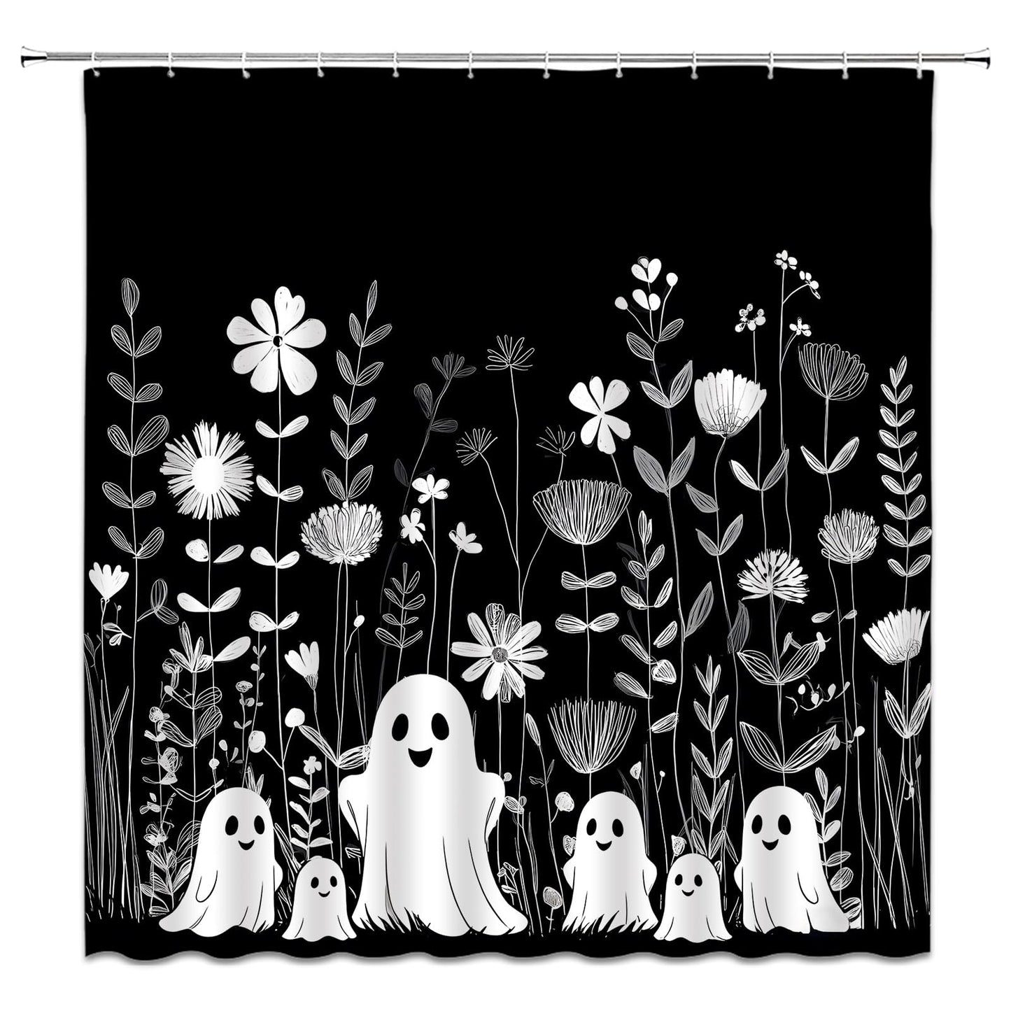 UEAUUN Halloween Cute Ghosts Shower Curtain, 72''Wx72''L
