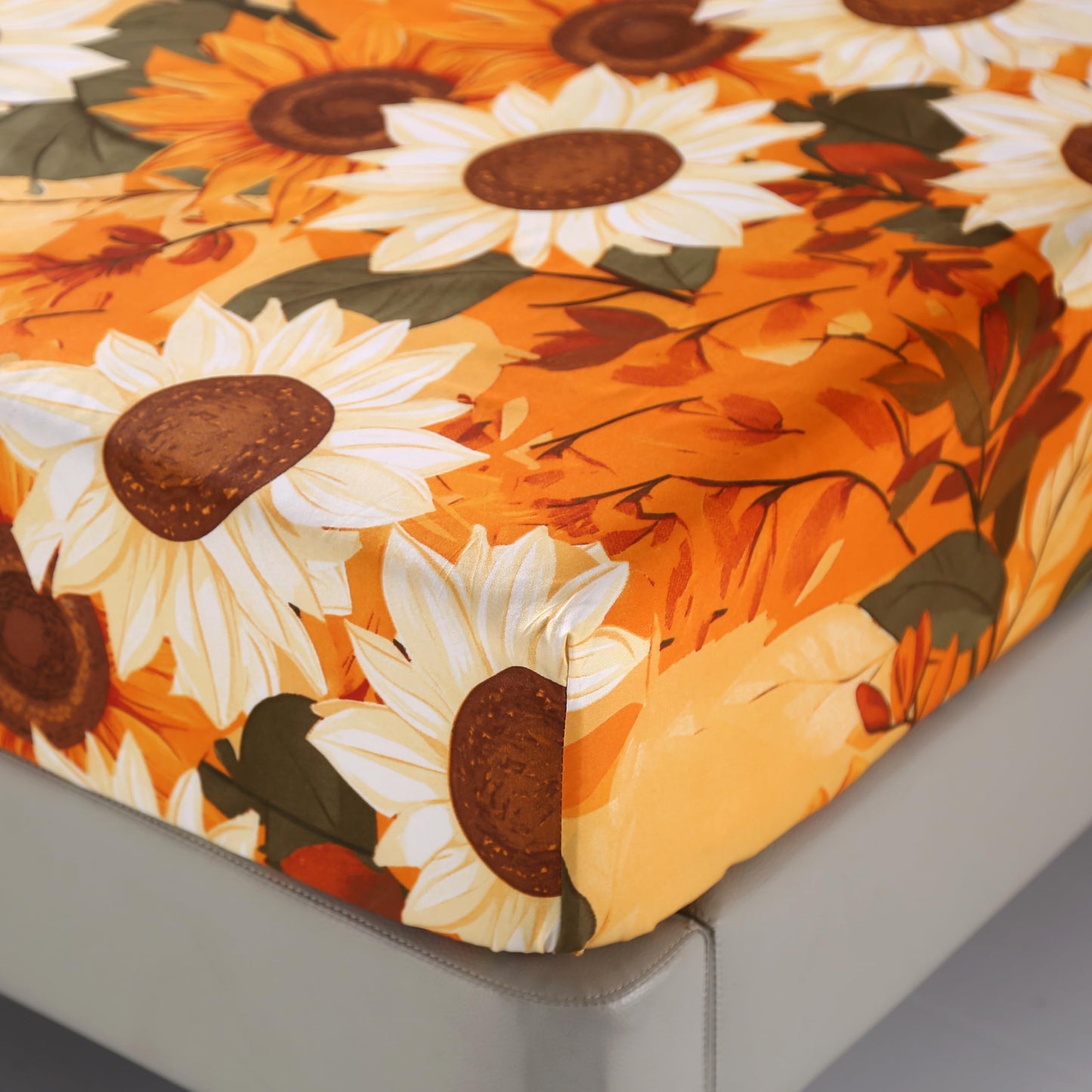 MAG 4Pcs Floral Queen Size Bed Sheets,Floral Microfiber Bedding Sheet Sets,Boho Yellow Sunflowers Pattern,included 1 Fitted Sheet 14''Deep Pocket + 1 Flat Sheet + 2 Pillowcases,Breathable and Wrinkle.