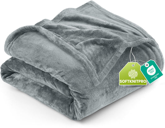 Utopia Bedding Fleece Blanket Queen Size Ash Grey (90x90 Inches) Ultra Soft Warm Lightweight Microfiber Breathable Anti-Static Cozy Bed Blanket for Fathers Day, All-Season Home Decor Gift for Men, Dad