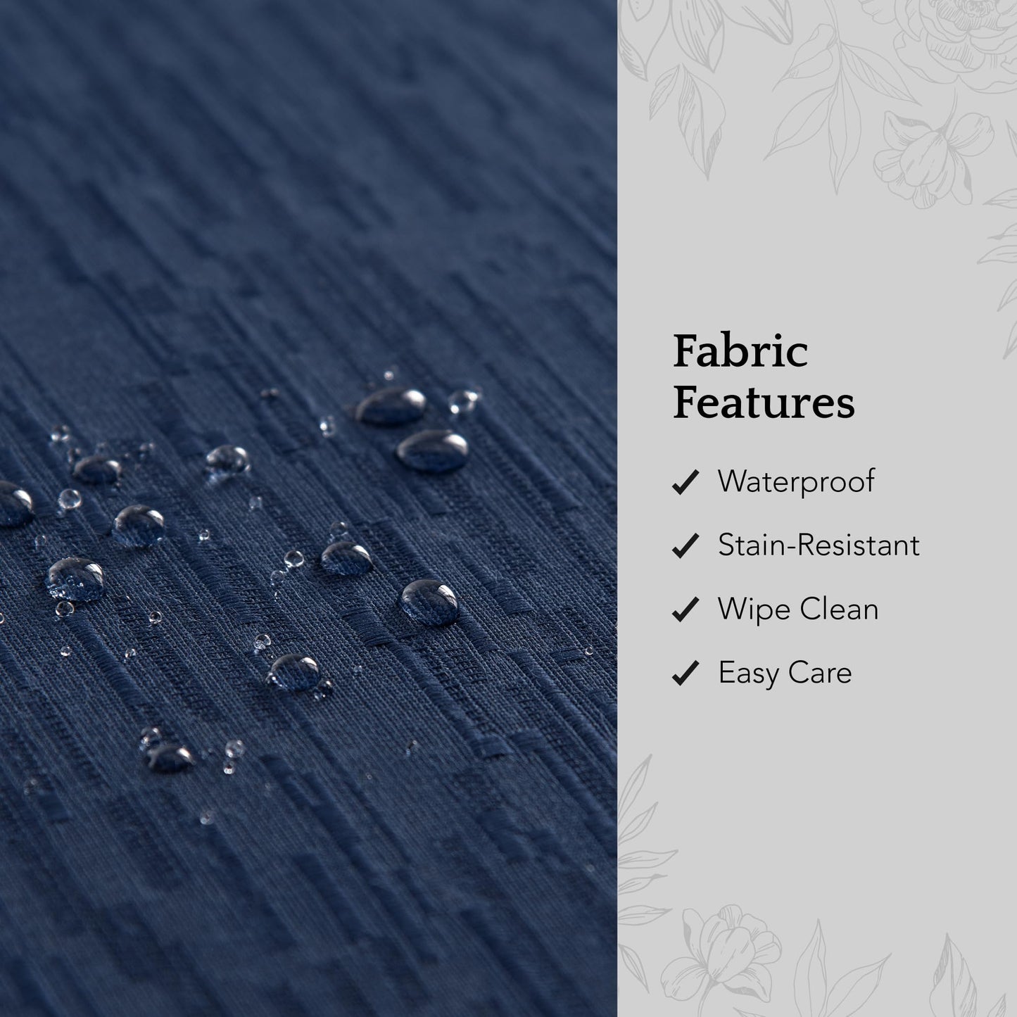 Threadmade Continental Solid Texture Water Resistant Tablecloth, Navy - 52" W x 70" L