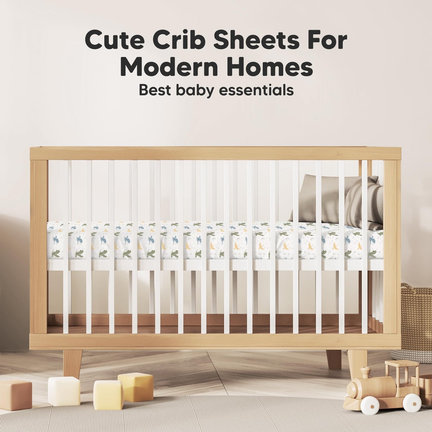 KeaBabies 2-Pack Organic Cotton Crib Sheets for Boys, Girls - 52x28 Fitted Crib Mattress Sheet Neutral, Breathable Cover for Baby Bed Set, Toddler Mattress, Soft & Cute Prints (Dragon Tale)