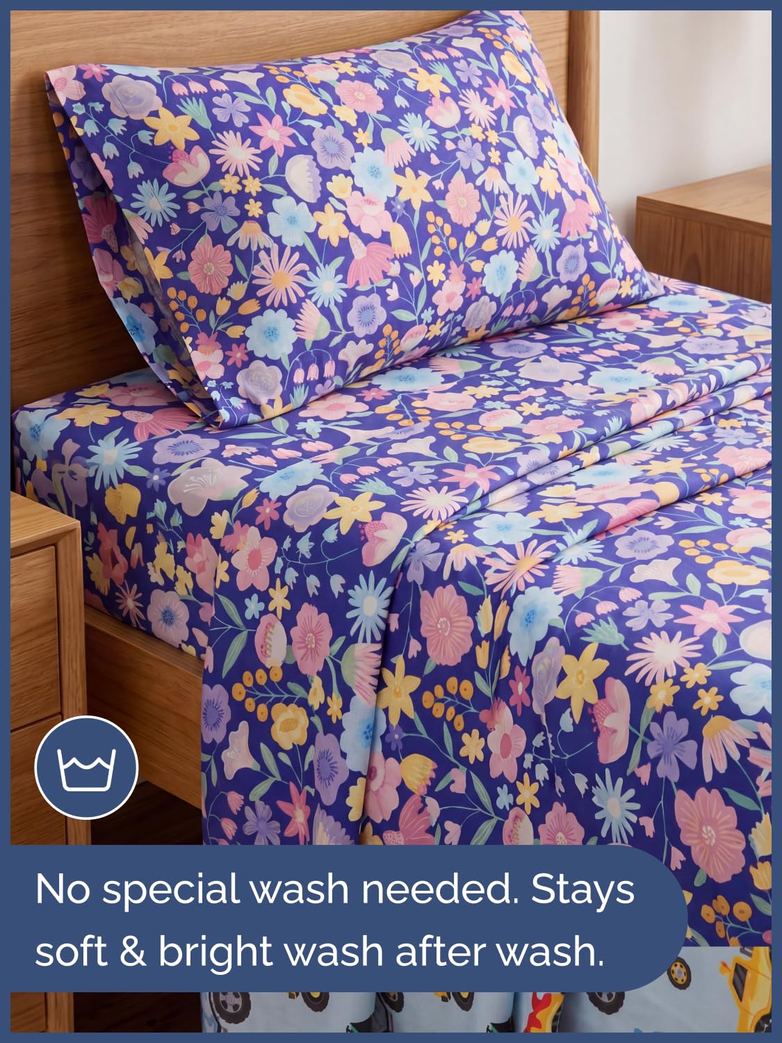 CGK Unlimited Kids Purple Meadow Twin 3 Piece Sheet Set - Boys, Girls, Teens, Toddler - Easy Fit Deep Pockets - Soft, Cooling & Breathable Sheets - Cute, Cozy, Fade & Wrinkle Free - Machine Washable