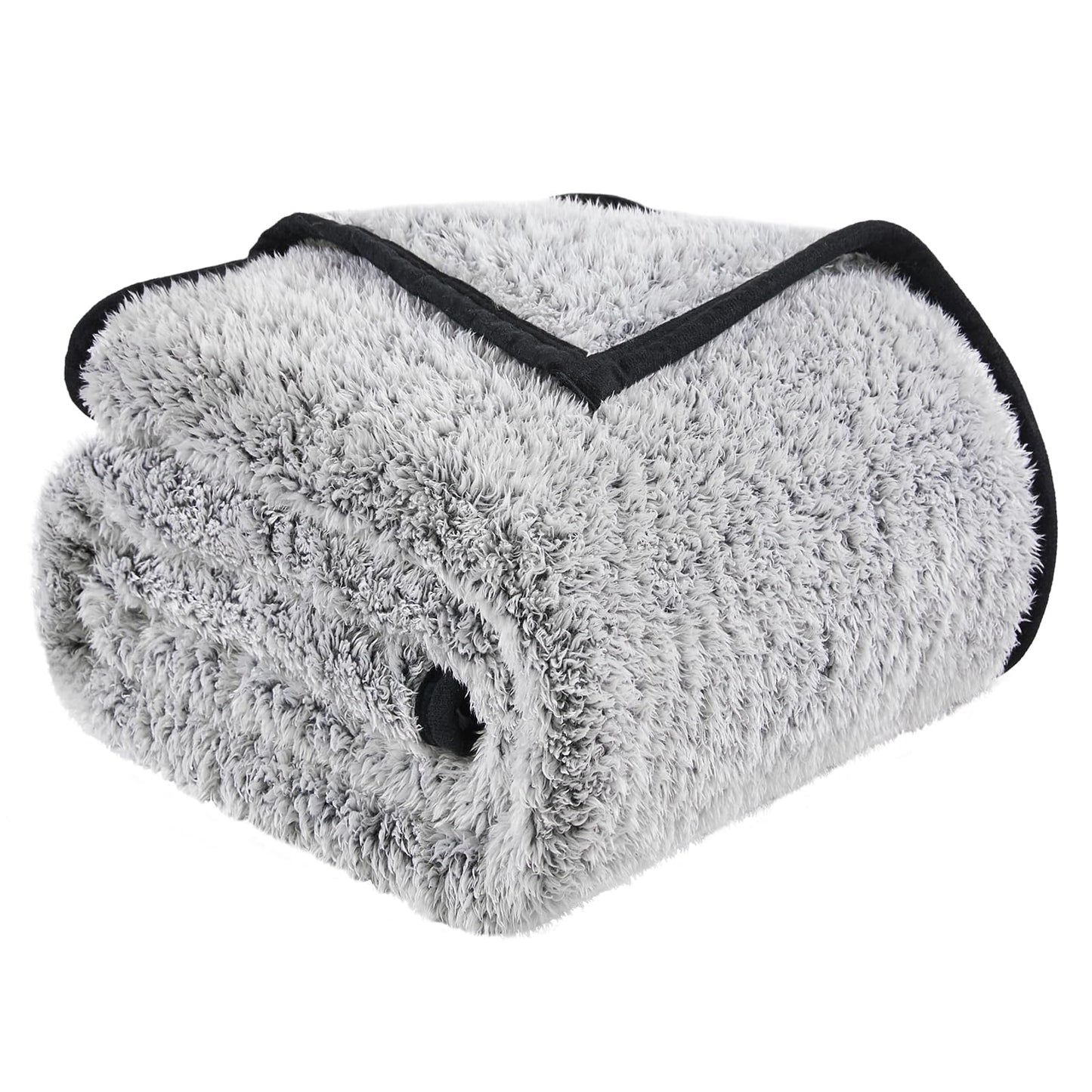 EMME Soft Sherpa Fleece Blanket Reversible Plush Fluffy Large Blanket, Light Weight Warm Decorative Boho Blanket Cover for Sofa, Couch, Bedroom,Travel(Black,50"x60")