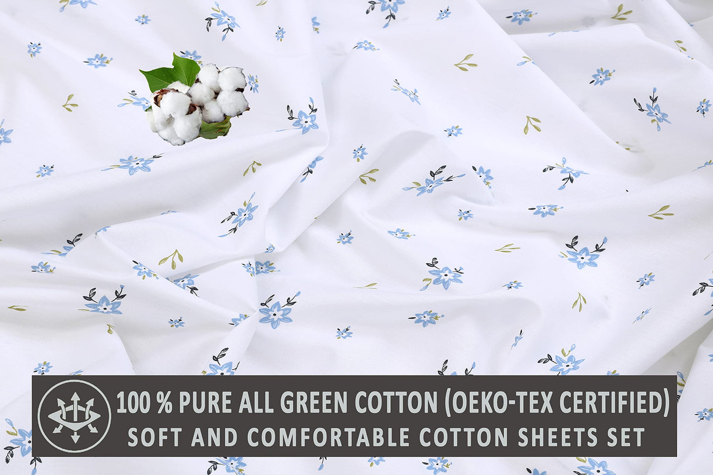 RUVANTI 100% Cotton Percale Sheets Full Size, Phulkari