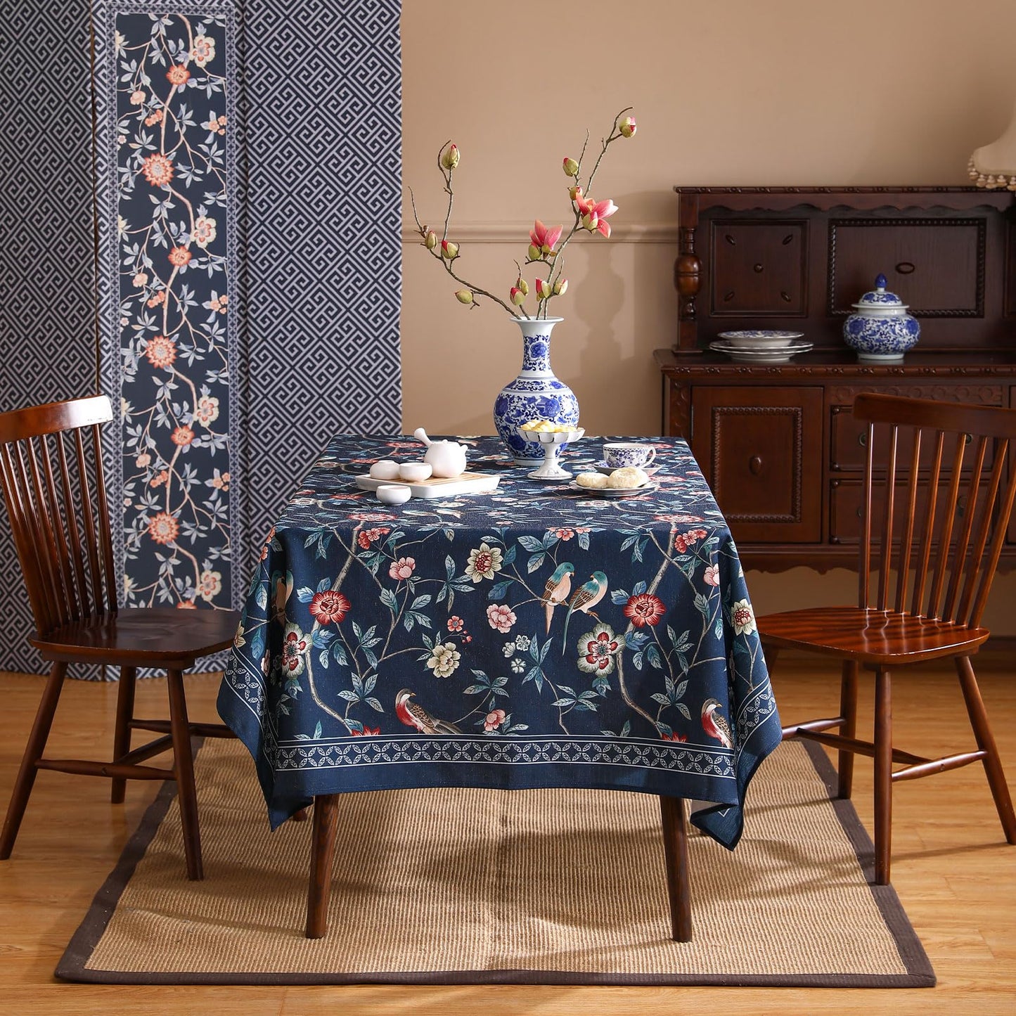 patdrea Elegant Vintage Linen Tablecloth,Rectangular,71"x55"-Lanruoting