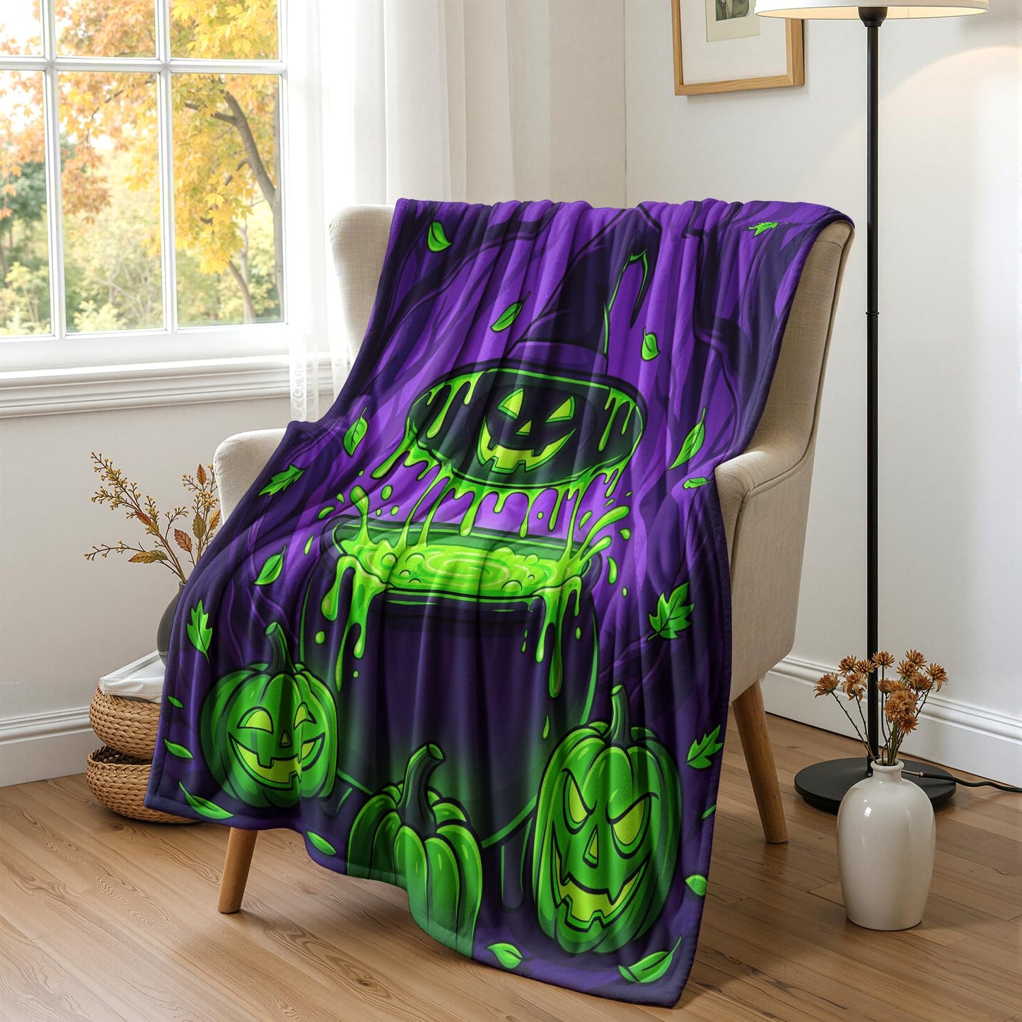 GEDAEUBA Pumpkin Blanket Halloween - Spooky Witchy Jack O Lantern Fleece Blanket Throw, Soft Cozy Blankets & Throws for Couch, Bed, and Sofa, 50x60 inches