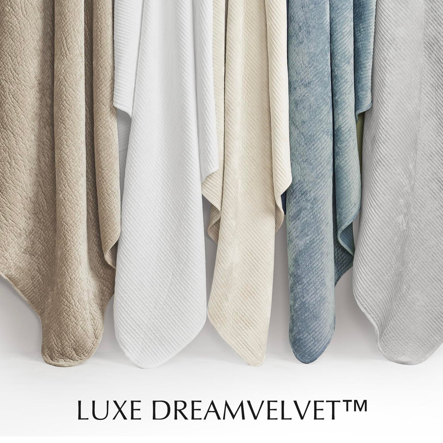 EverGrace Velvet Quilt Set Queen Size, Luxurious Soft Quilted Bedding Sets, Lightweight Velvet Comforter for All Season, Striped Channel Bedspread Coverlet with 2 Shams, Urban Taupe